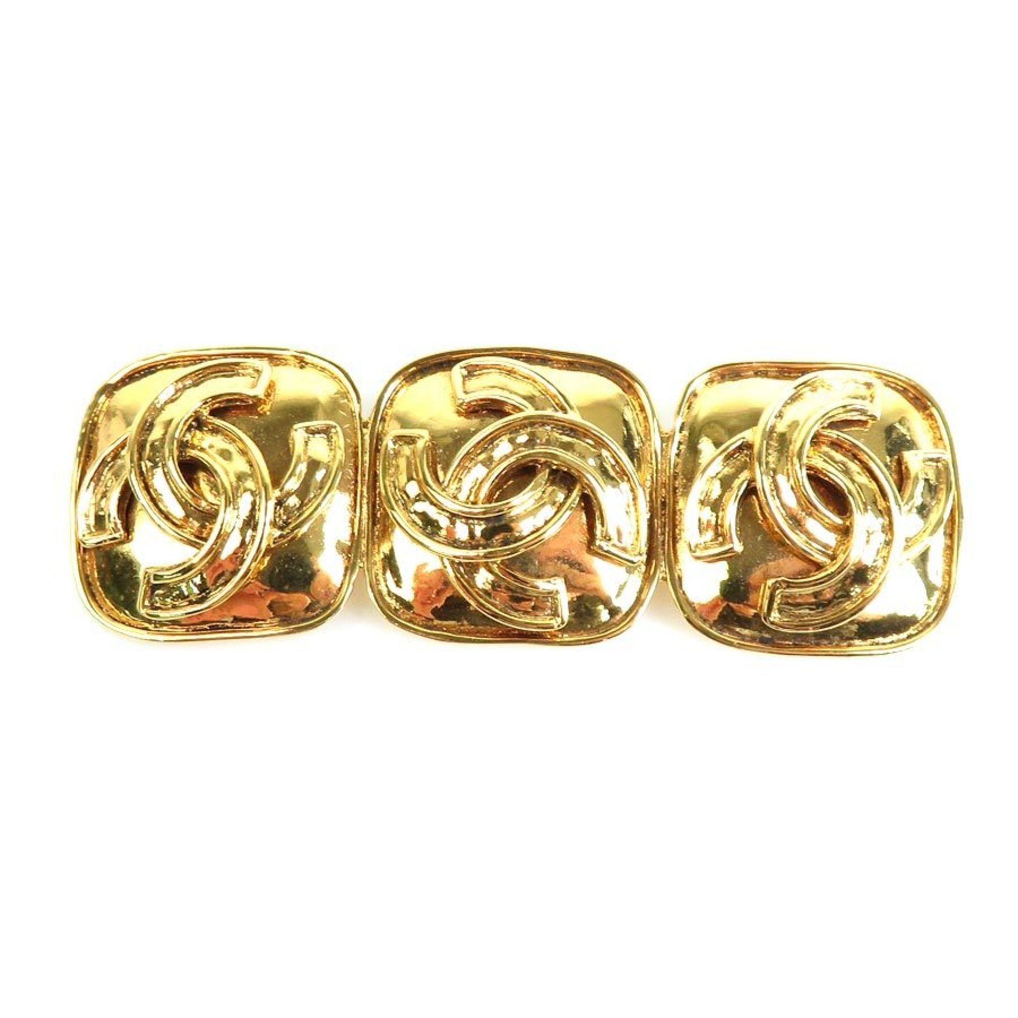 image of Chanel Brooch Here Mark Metal Gold Ladies, Women's