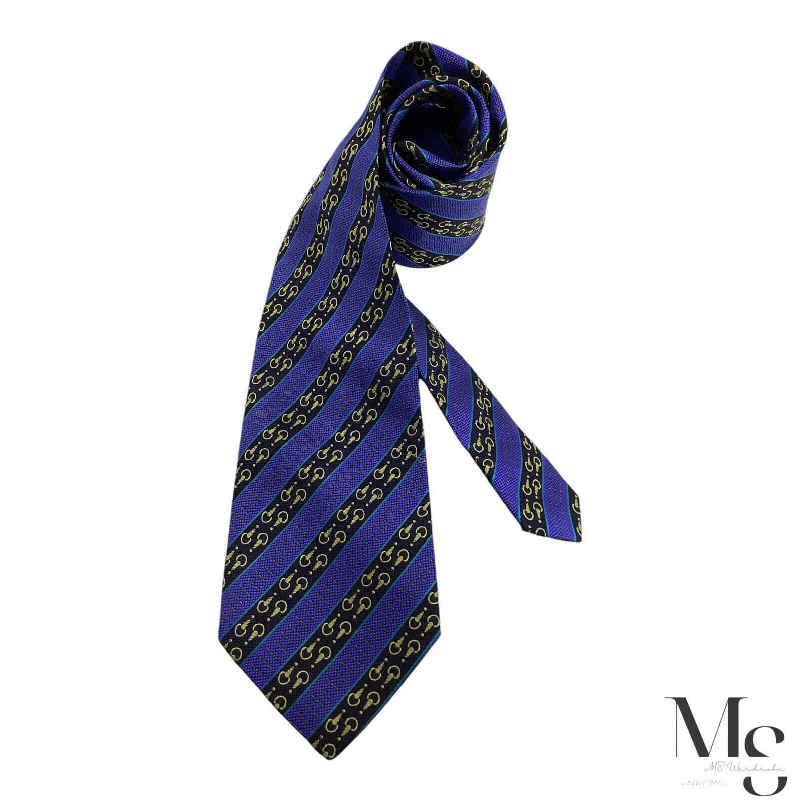 Lancel LANCEL PARIS XL Blue Striped With Snaffle Silk Tie Made In F Size ONE SIZE - 1 Thumbnail