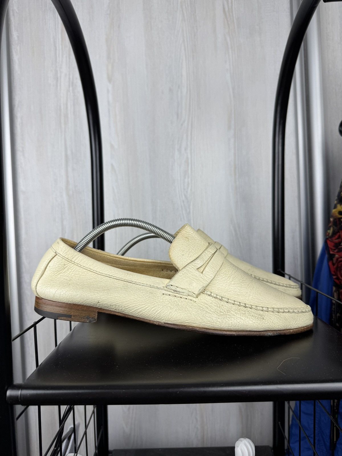 Ermenegildo Zegna Ermenegildo Zegna Ivory White Leather Classic Loafers 9.5EE Size US 10.5 / EU 43-44 - 2 Thumbnail