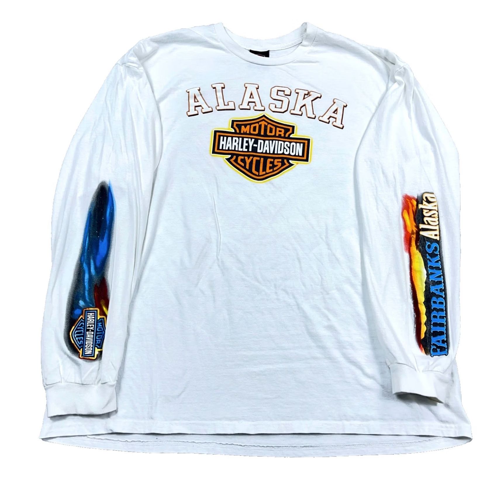 Harley Davidson Vintage Harley Davidson Shirt Men 2XL Long Sleeve Hit Fire Flames Alaska Y2K Size US XXL / EU 58 / 5 - 2 Thumbnail