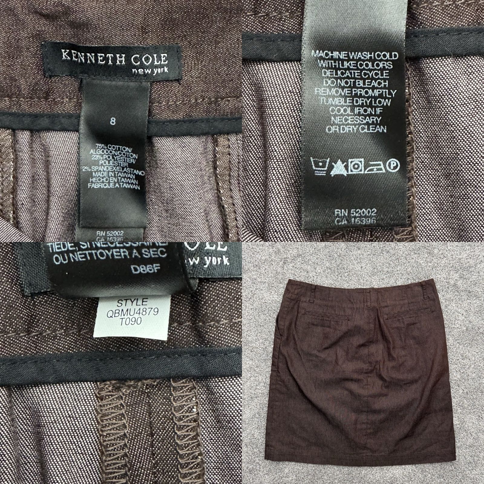Kenneth Cole VINTAGE Kenneth Cole Skirt 8 Women Short Brown 90s Y2K Office Chic Minimalist Business Casual Womens Size 30" / US 8 / IT 44 - 8 Thumbnail