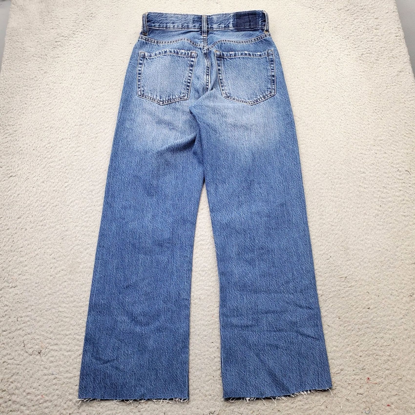 Vintage Aéropostale Womens 2 Baggy Jeans Denim Blue Button Fly Distressed Straight Leg 90s Style Jeans Women’s Size 2 Size 26" / US 2 / IT 38 - 2 Thumbnail