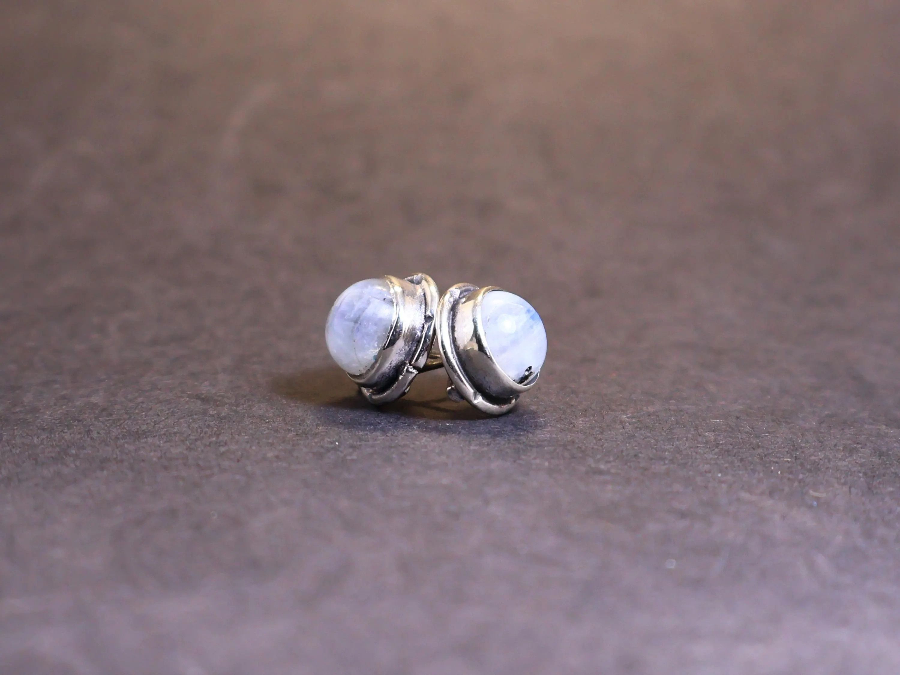 Handmade Moonstone Stud Earrings, Sterling Silver Handmade Earrings, Size ONE SIZE - 3 Thumbnail