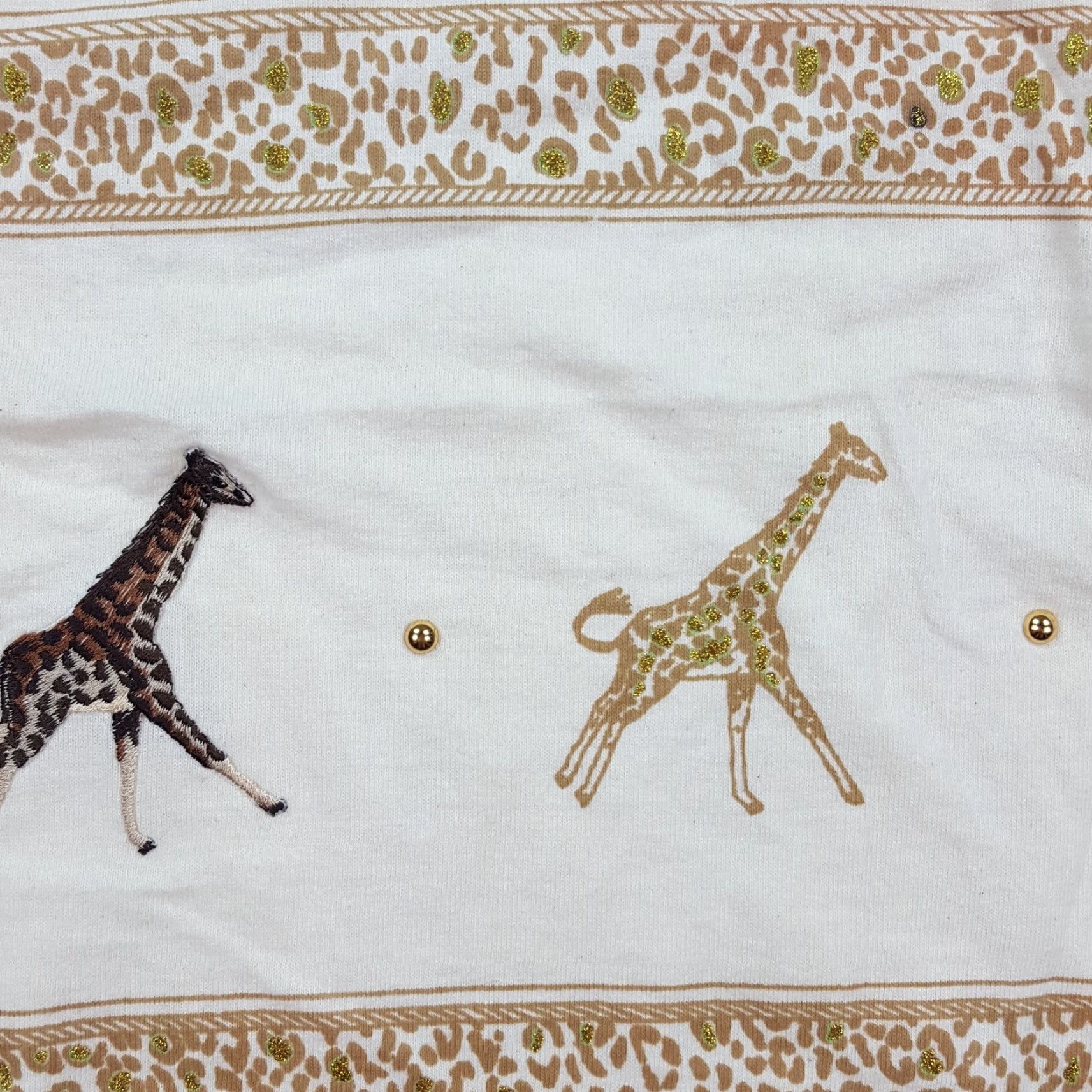 Vintage VINTAGE Jennifer's Studio T-Shirt Women Ivory Cream Lion Giraffe Africa 90s 80s Art Animals Fashion Nature Retro Short Sleeve Crew Neck Pink Periods? Size L / US 10 / IT 46 - 4 Thumbnail