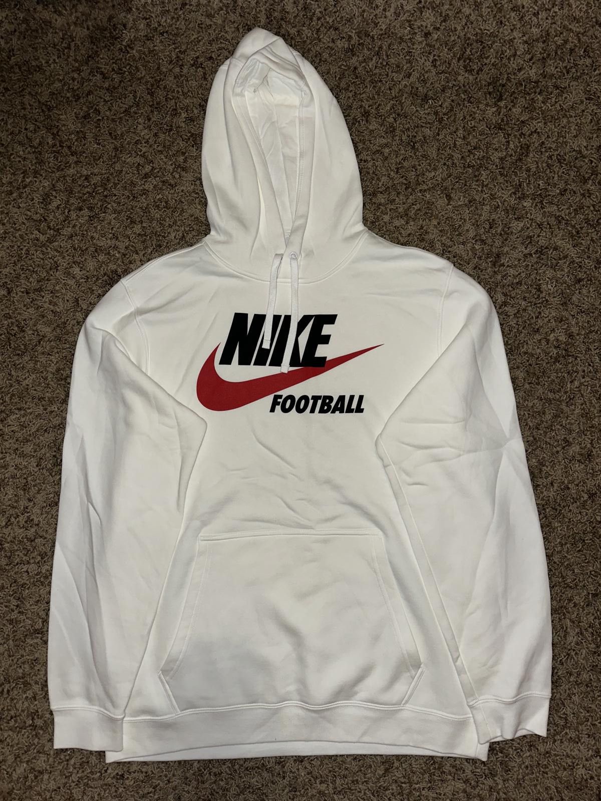 Nike Nike Men s Club Fleece Football White Black Red Hoodie Grailed