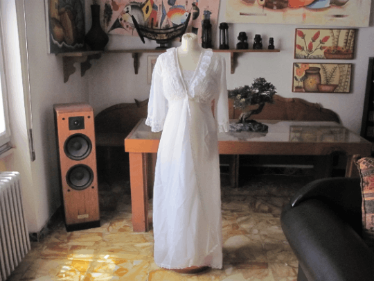 Vintage Woman Nightgown , Italy 1940s , Size L / US 10 / IT 46 - 2 Thumbnail