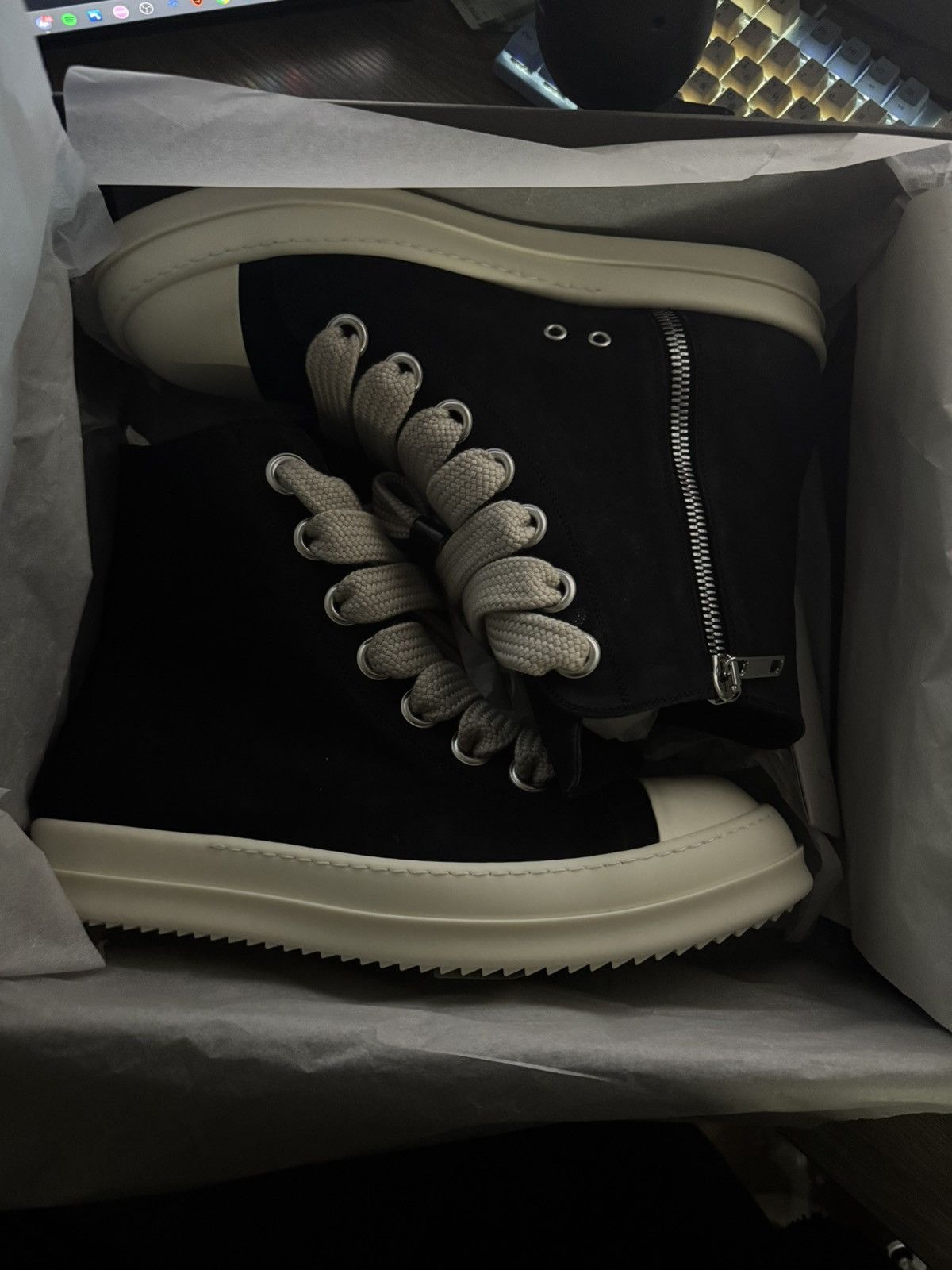 Rick Owens Rick Owens Ramones JUMBOLACE SNEAKERS RU02E1892 LWNW2 Size US 14 / EU 47 - 1 Thumbnail