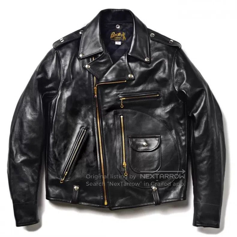 Buco Buco Black tea-core horseskin leather jacket motorcycle ja Size US S / EU 44-46 / 1 - 6 Thumbnail