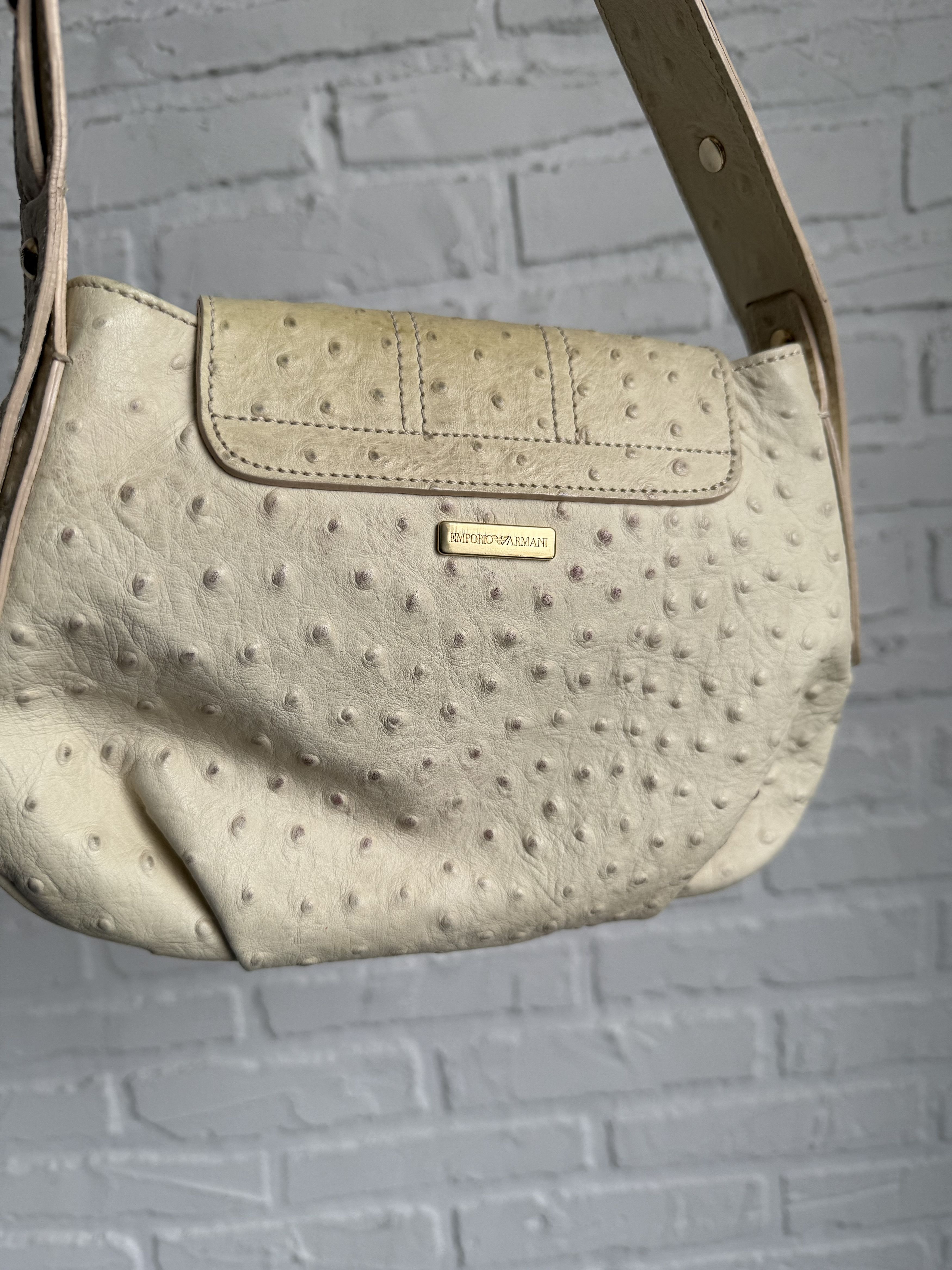 Emporio Armani Vintage 2000s Emporio Armani ostrich leather hand bag Size ONE SIZE - 3 Thumbnail