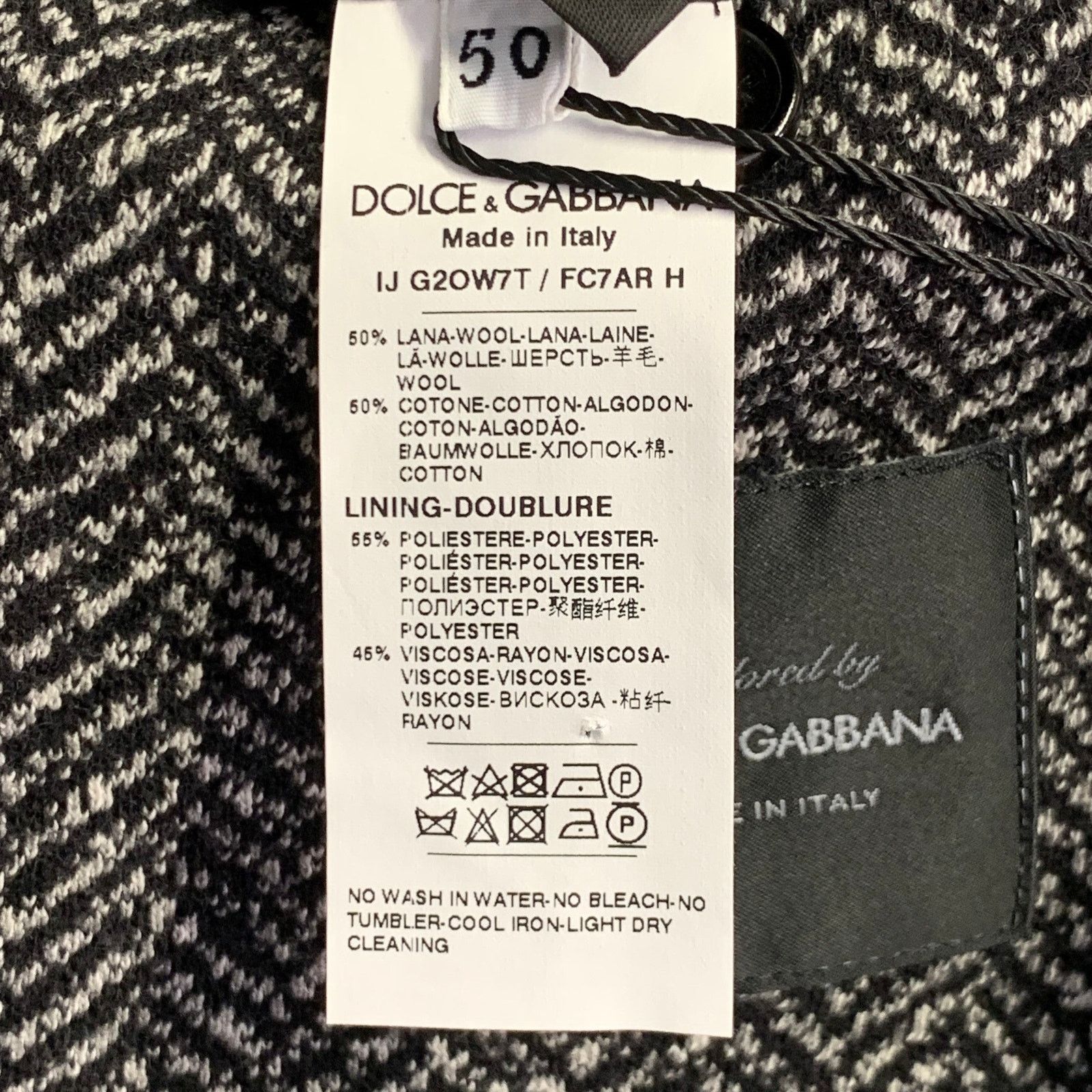 Dolce & Gabbana Size 40 Black White Herringbone Wool Cotton Sport Coat Size 40R - 10 Thumbnail