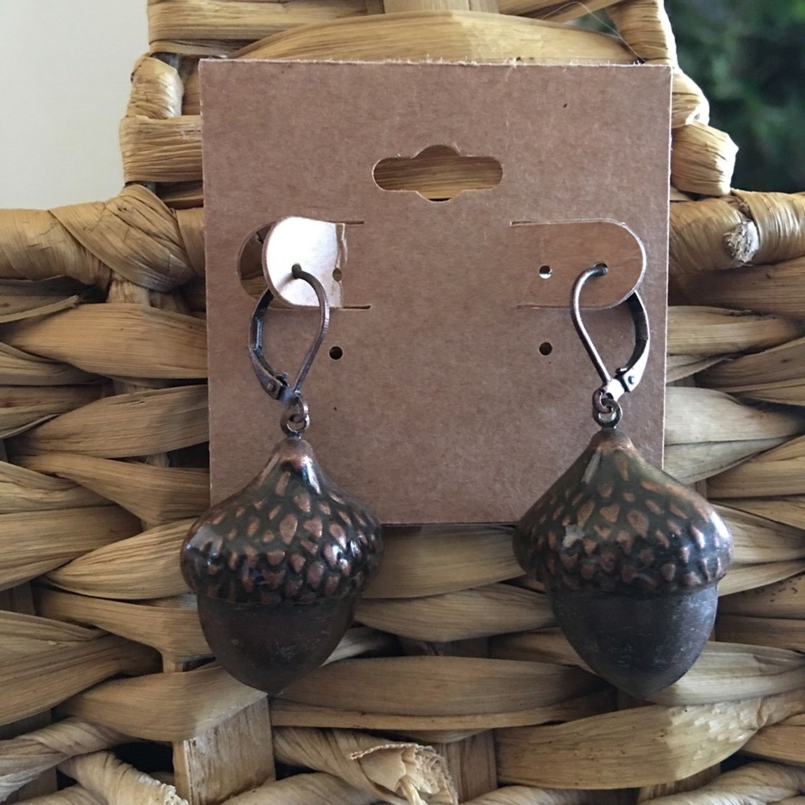 Jewelry Copper tone hollow acorn drop lever back earrings Size ONE SIZE - 5 Thumbnail