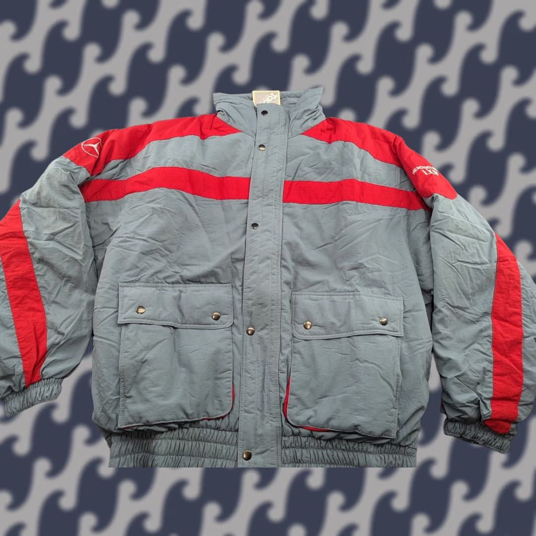 Mercedes-Benz VINTAGE ISC Mercedes-Benz LKW Jacket Large Gray Red Trucker Bomber Tactel Mens Jacket Size US L / EU 52-54 / 3 - 1 Thumbnail