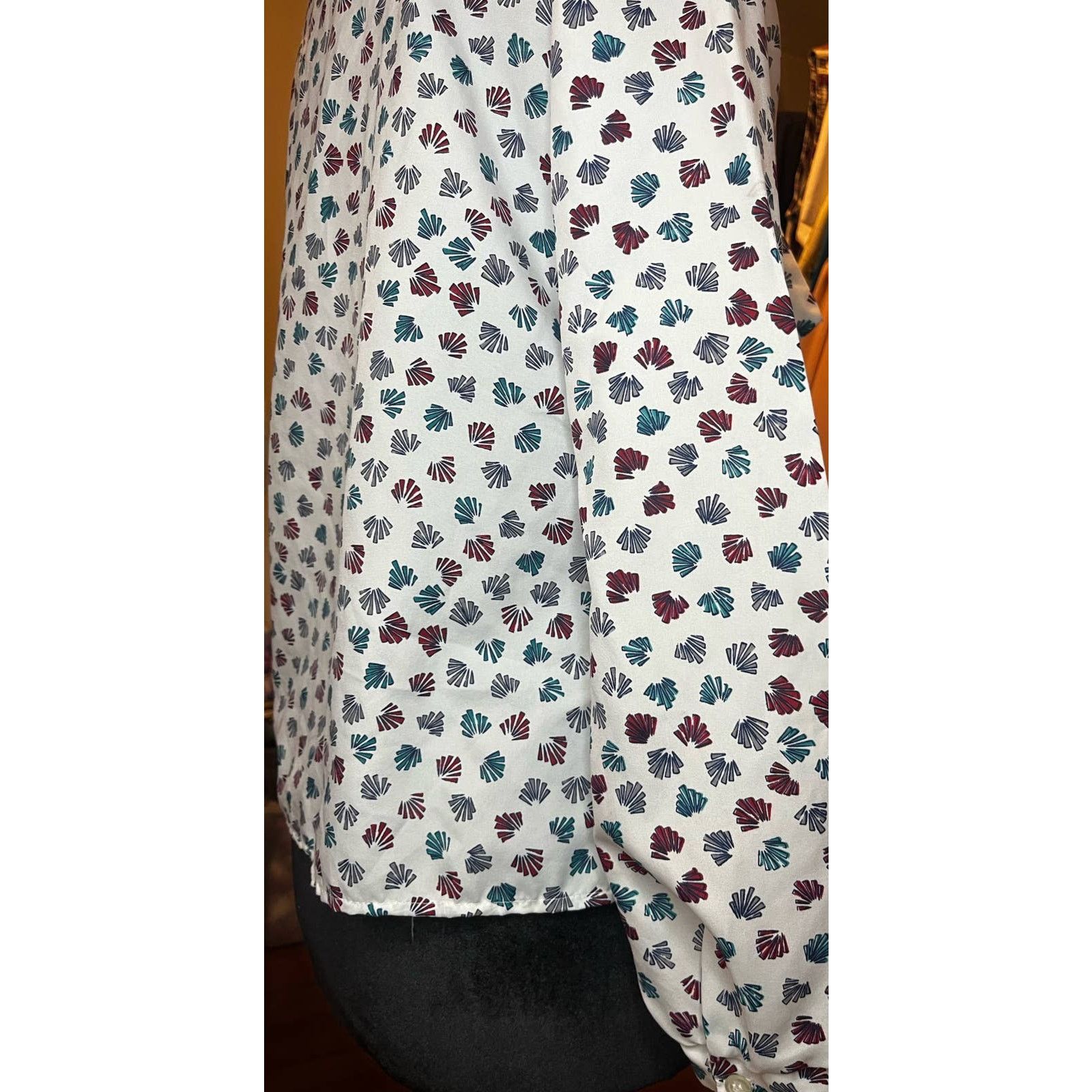 Vintage Vintage White Blue Cape Cod Fan Blouse Bow Med Large Preppy Size L / US 10 / IT 46 - 7 Thumbnail