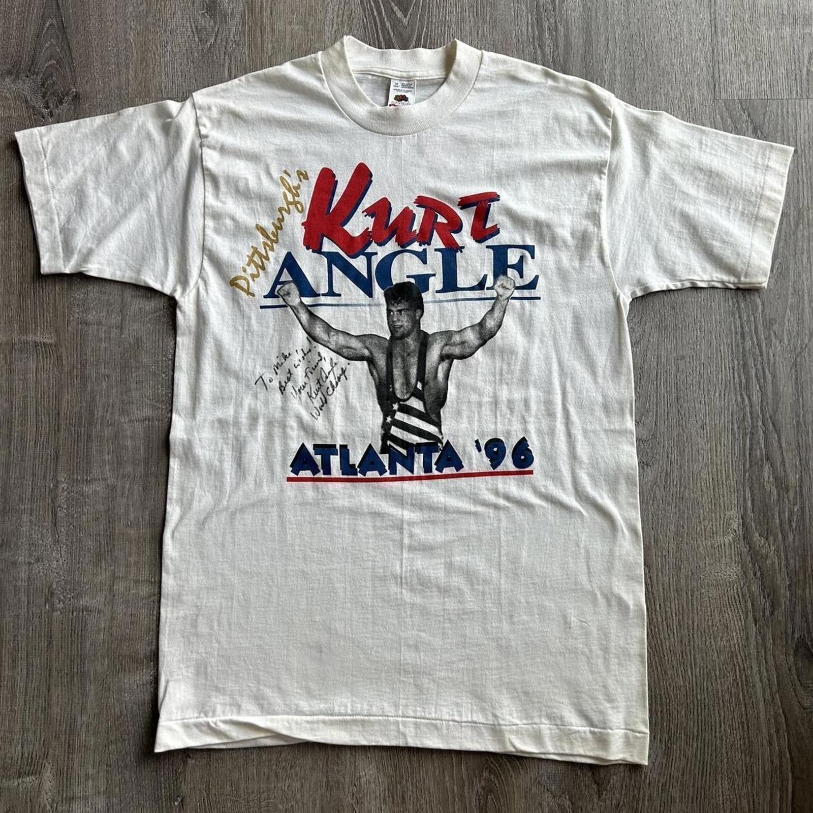 Other Vintage ‘96 Kurt Angle Olympics Champion White Shirt Signed Size US M / EU 48-50 / 2 - 1 Thumbnail