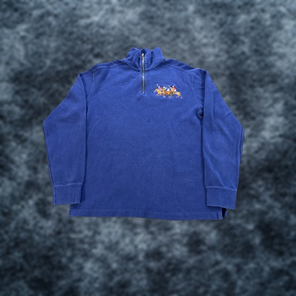 Polo Ralph Lauren VINTAGE Polo Ralph Lauren Sweater Mens M Blue Logo Zipper Quarter Zip 1/4 Zip Casual Preppy Knit Pullover Size US M / EU 48-50 / 2 - 1 Thumbnail