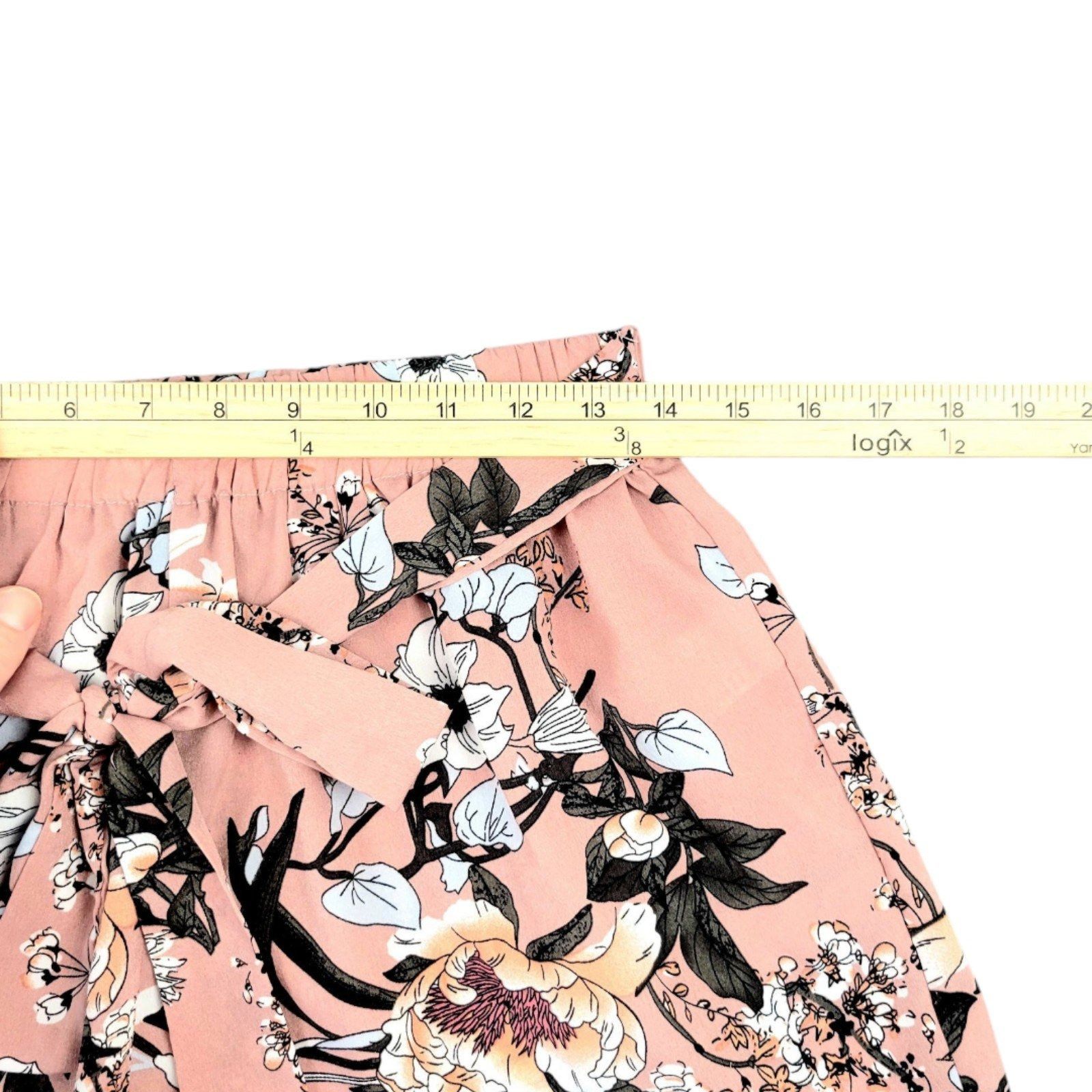 Shein Women's Shein L Floral Belted Paper Bag Shorts - Trendy Muav Size 28" / US 6 / IT 42 - 7 Thumbnail