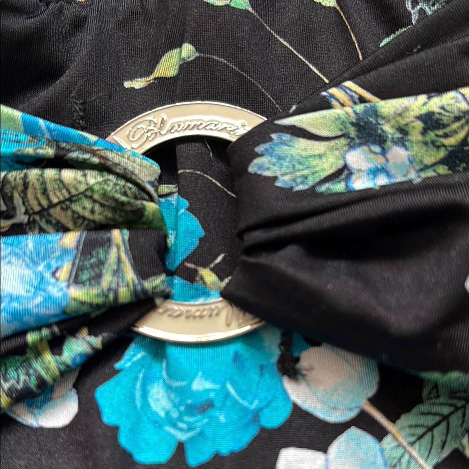 Blumarine NWT Blumarine Black and Blue One Piece Swimsuit Floral L Size ONE SIZE - 3 Thumbnail