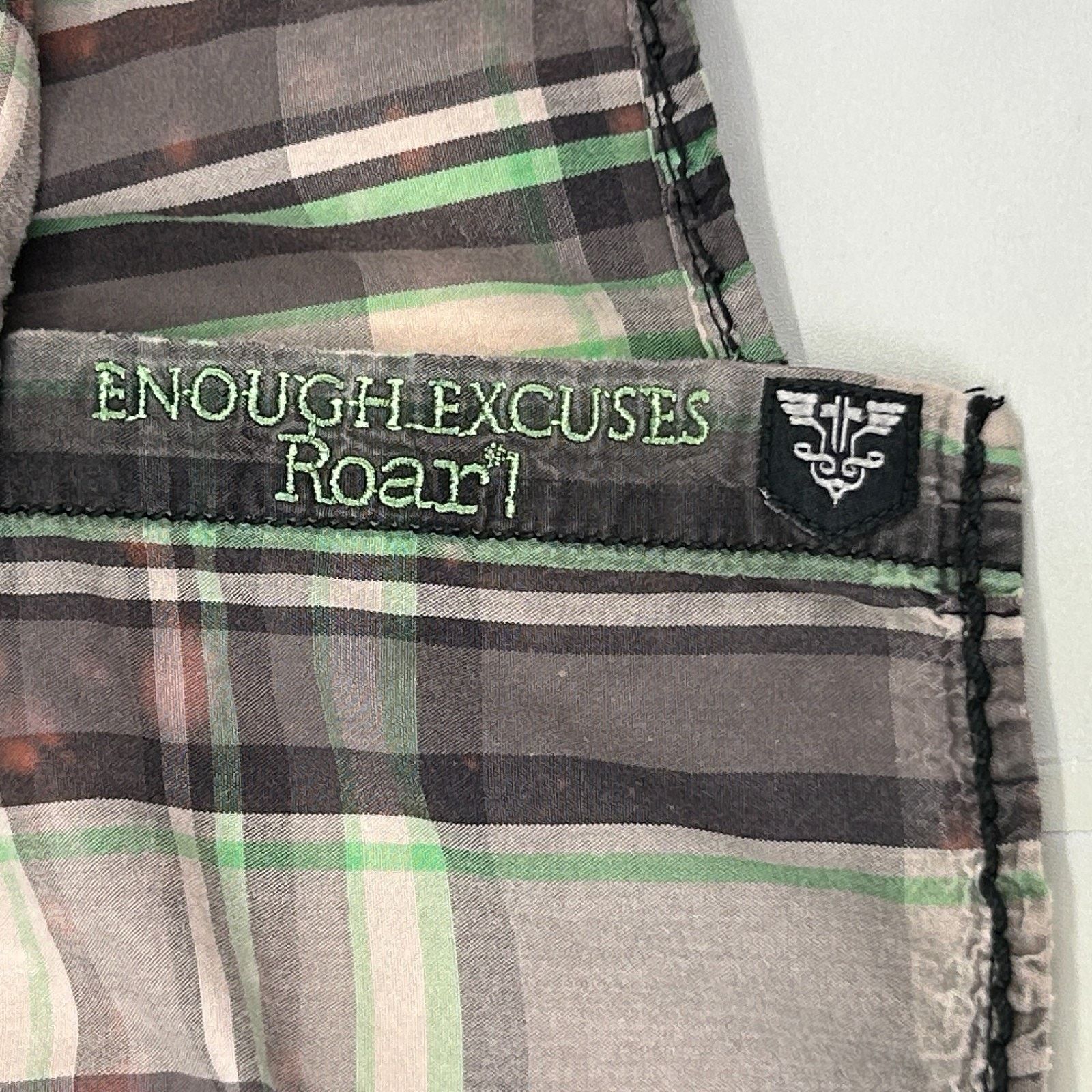 Roar Roar x Buckle Button Front Shirt Cross Wings Plaid Beige L Size US L / EU 52-54 / 3 - 10 Thumbnail