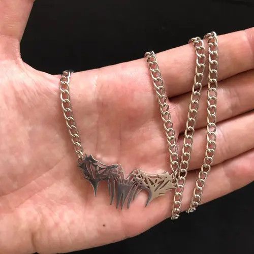 Jewelry Spike Graffiti Chain Necklace Punk Gothic Chrome Rock Venom Size ONE SIZE - 5 Thumbnail
