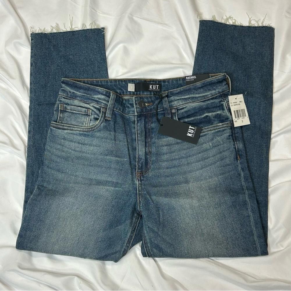 Designer NWT - KUT From The Kloth, Rachael Ripped Raw Hem Mom Jean, 2 Size 26" / US 2 / IT 38 - 3 Thumbnail
