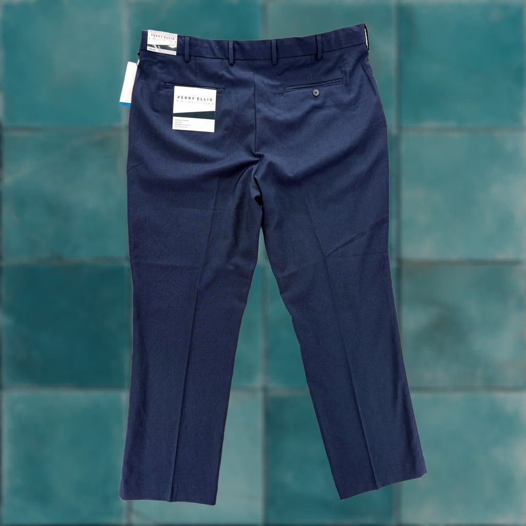 Perry Ellis Perry Ellis Portfolio Dress Pants Mens 40x30 Navy Slim Fit Stretch Workwear NWT Size US 40 / EU 56 - 1 Thumbnail