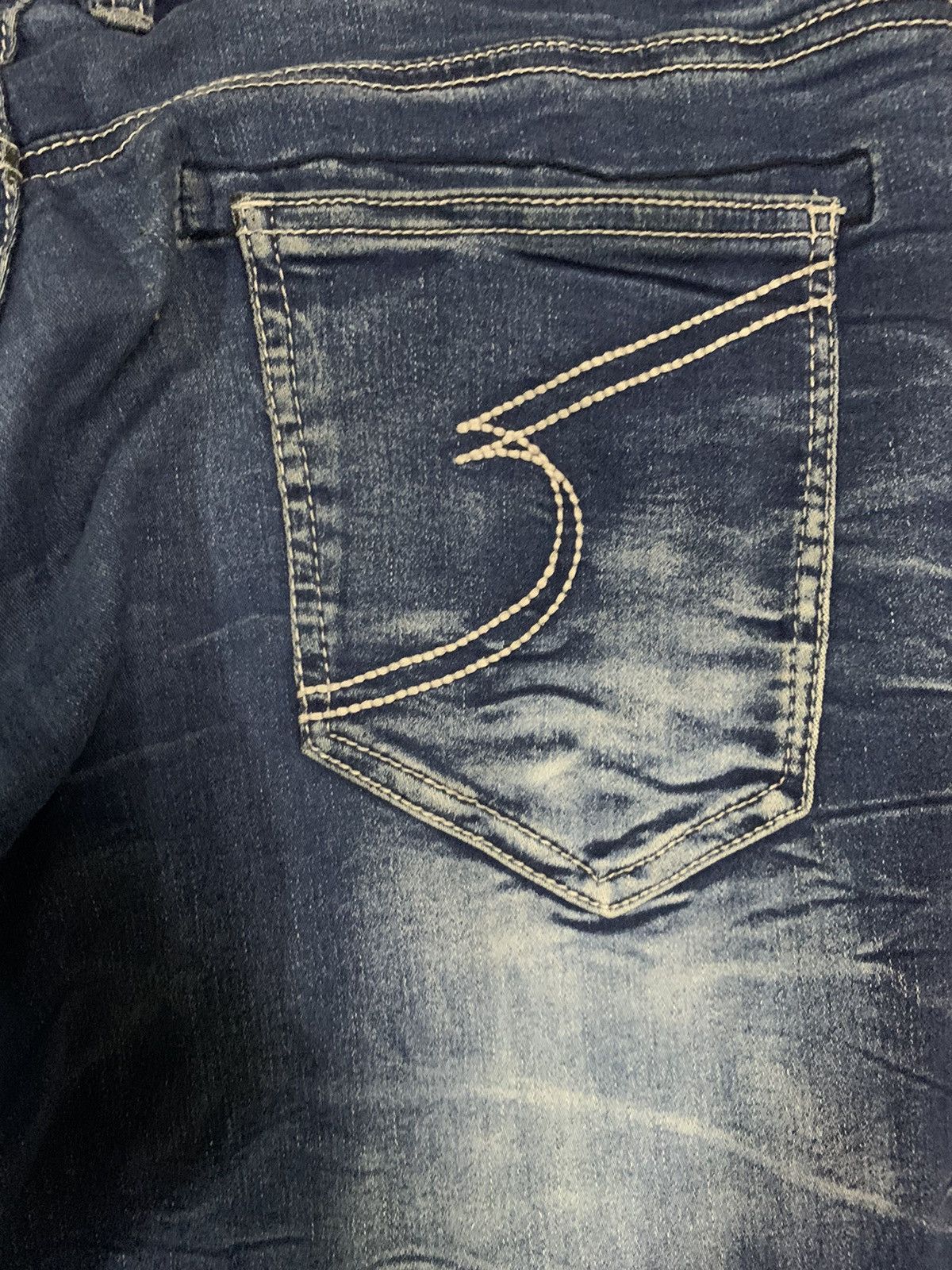 semanticdesign Semantic Design Blue Washed Stretch Slim Taper Punk Jeans Size US 33 - 12 Thumbnail
