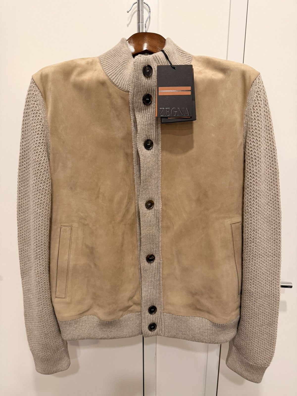 Ermenegildo Zegna Zegna Oasi Cashmere Suede Panelled Cardigan Sweater Jacket Size US L / EU 52-54 / 3 - 1 Thumbnail