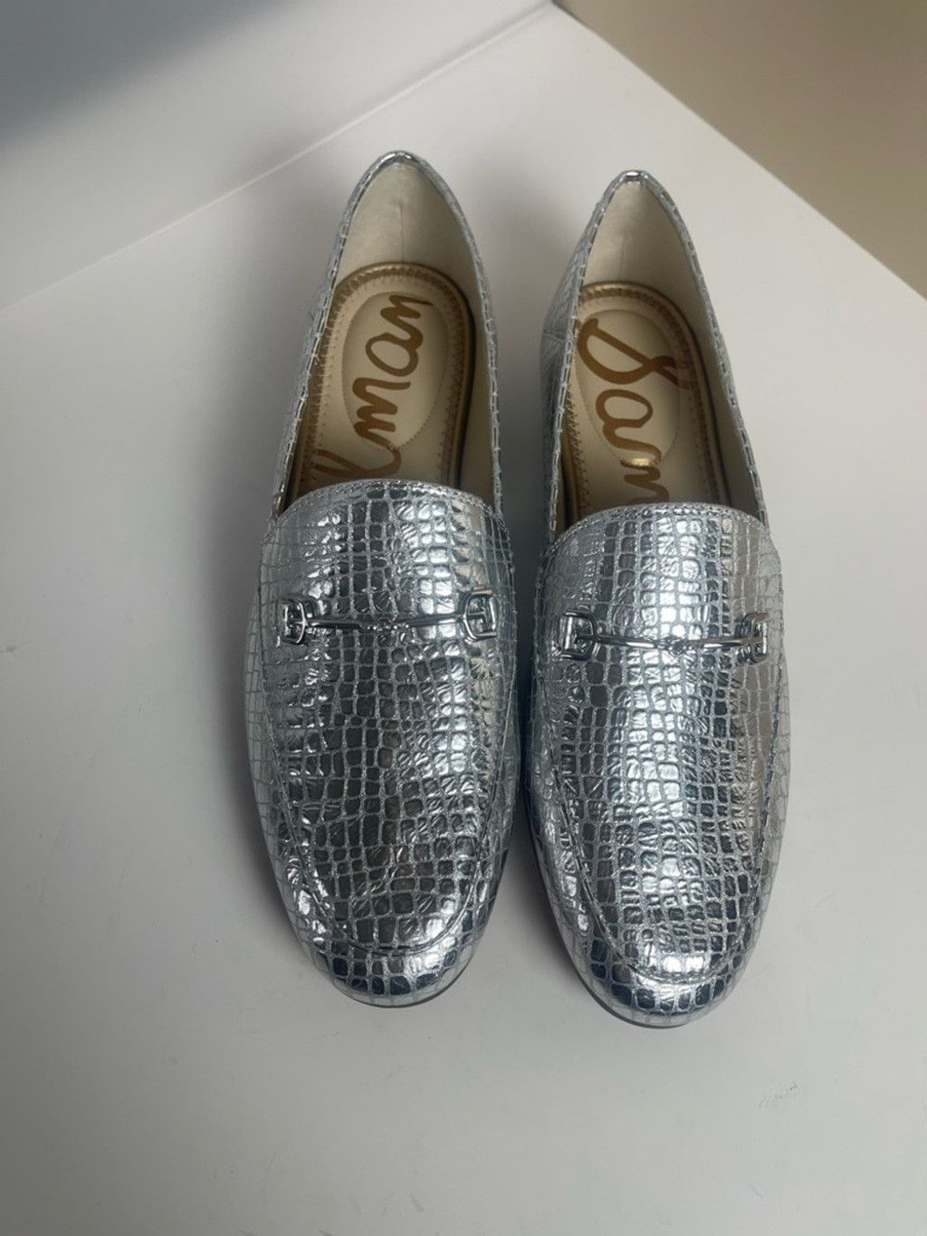 Sam Edelman Sam Edelman Loraine Leather Loafers 9 Silver Metallic Croco Size US 9 / IT 39 - 3 Thumbnail