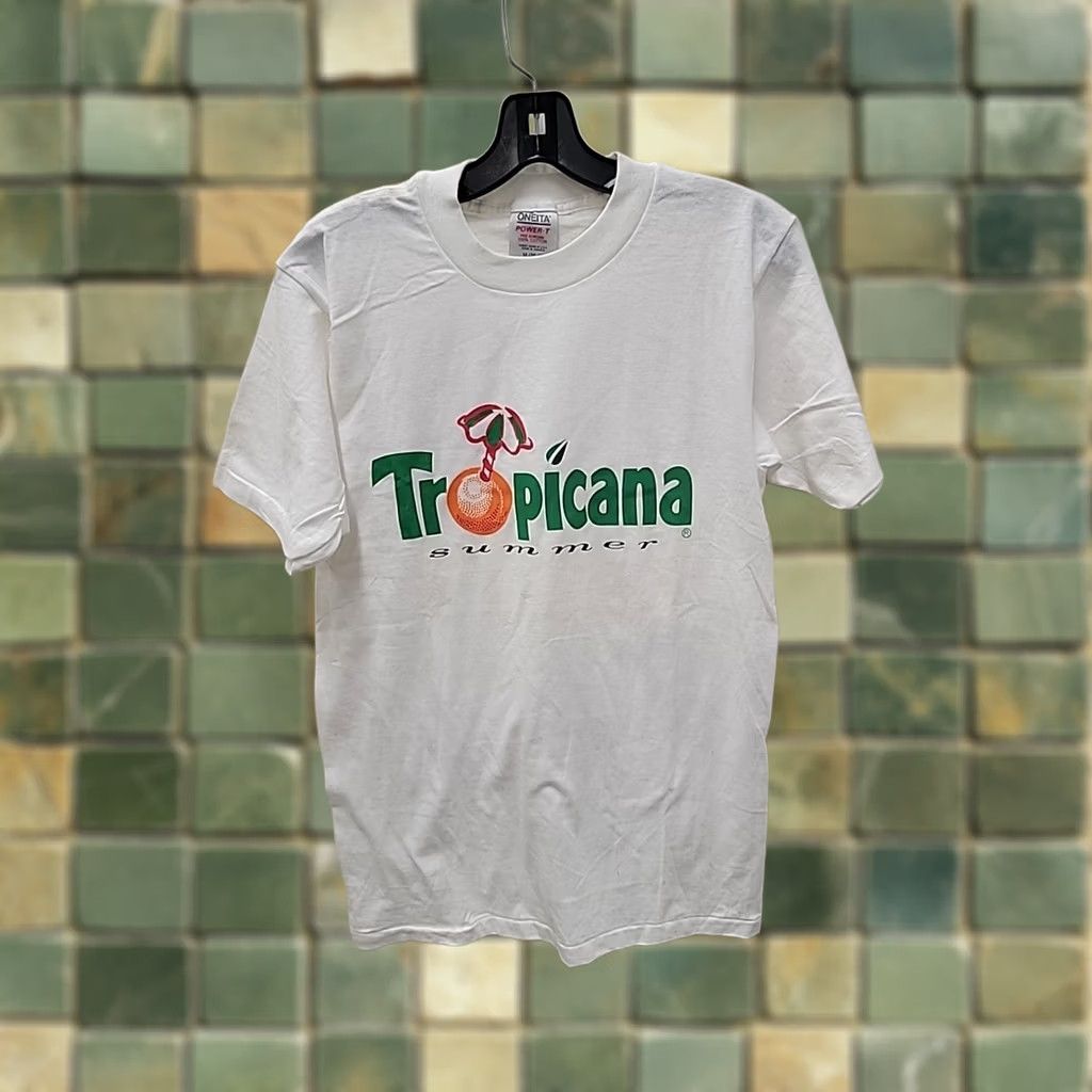 Vintage VINTAGE Tropicana Orange Juice Drink Promo T Cotton T-Shirt Unisex Adults 90s Logo White Short Sleeve Crew Neck M Size US M / EU 48-50 / 2 - 1 Thumbnail