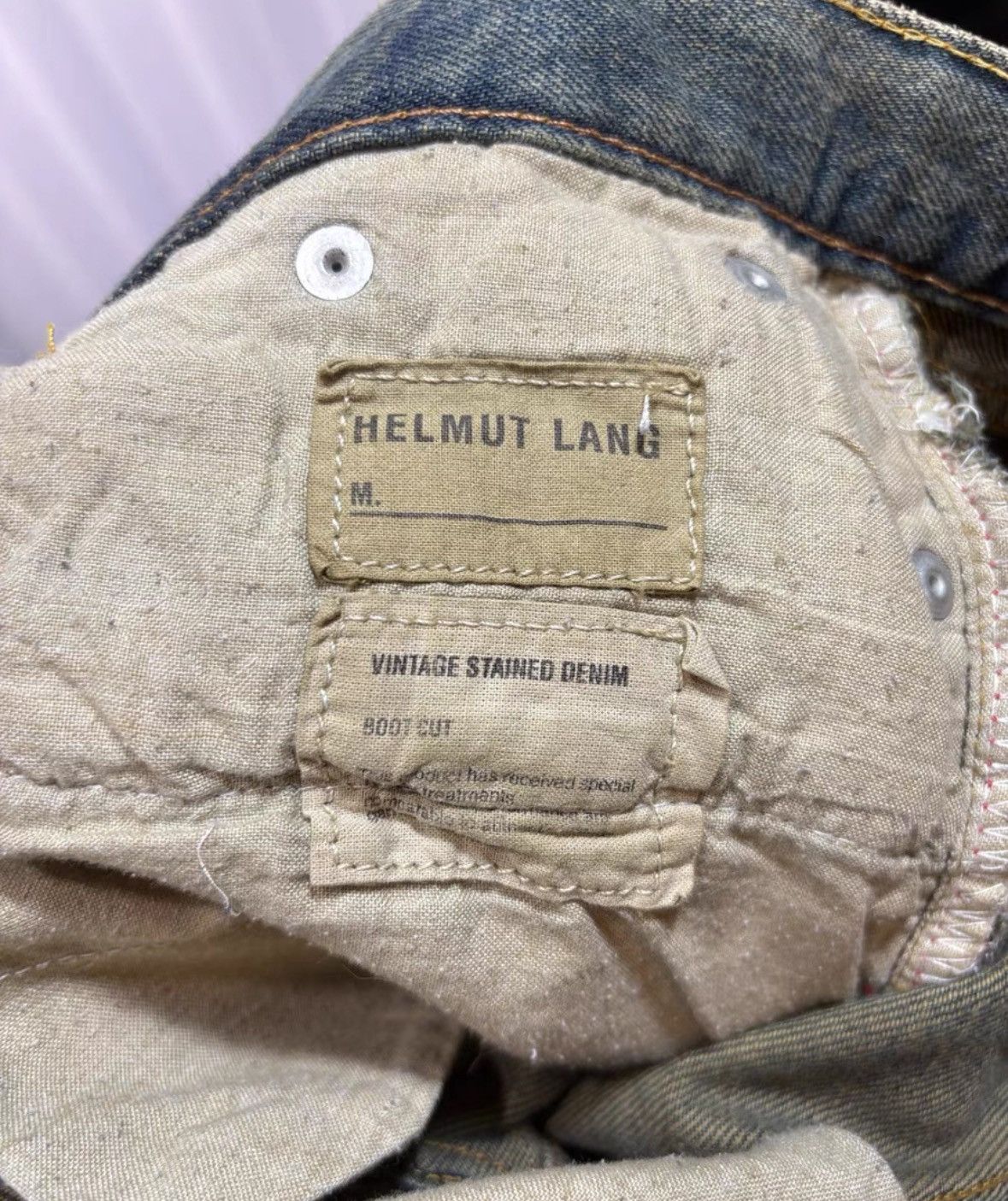 HELMUT LANG Sewn jeans with mud and water to look old