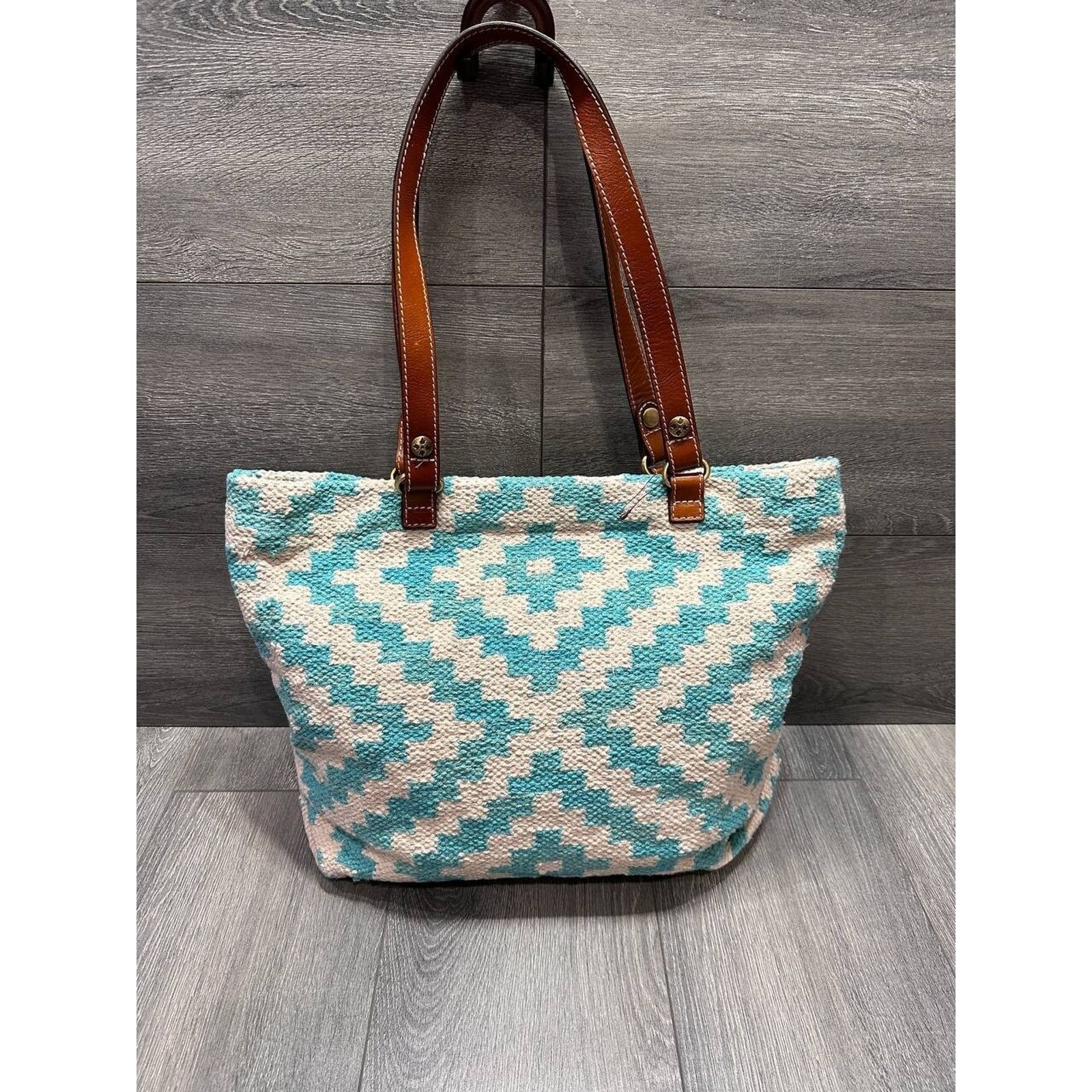 Patricia Nash Patricia Nash Woven Chennai Tote Blue White Bag B000583 Size ONE SIZE - 7 Thumbnail