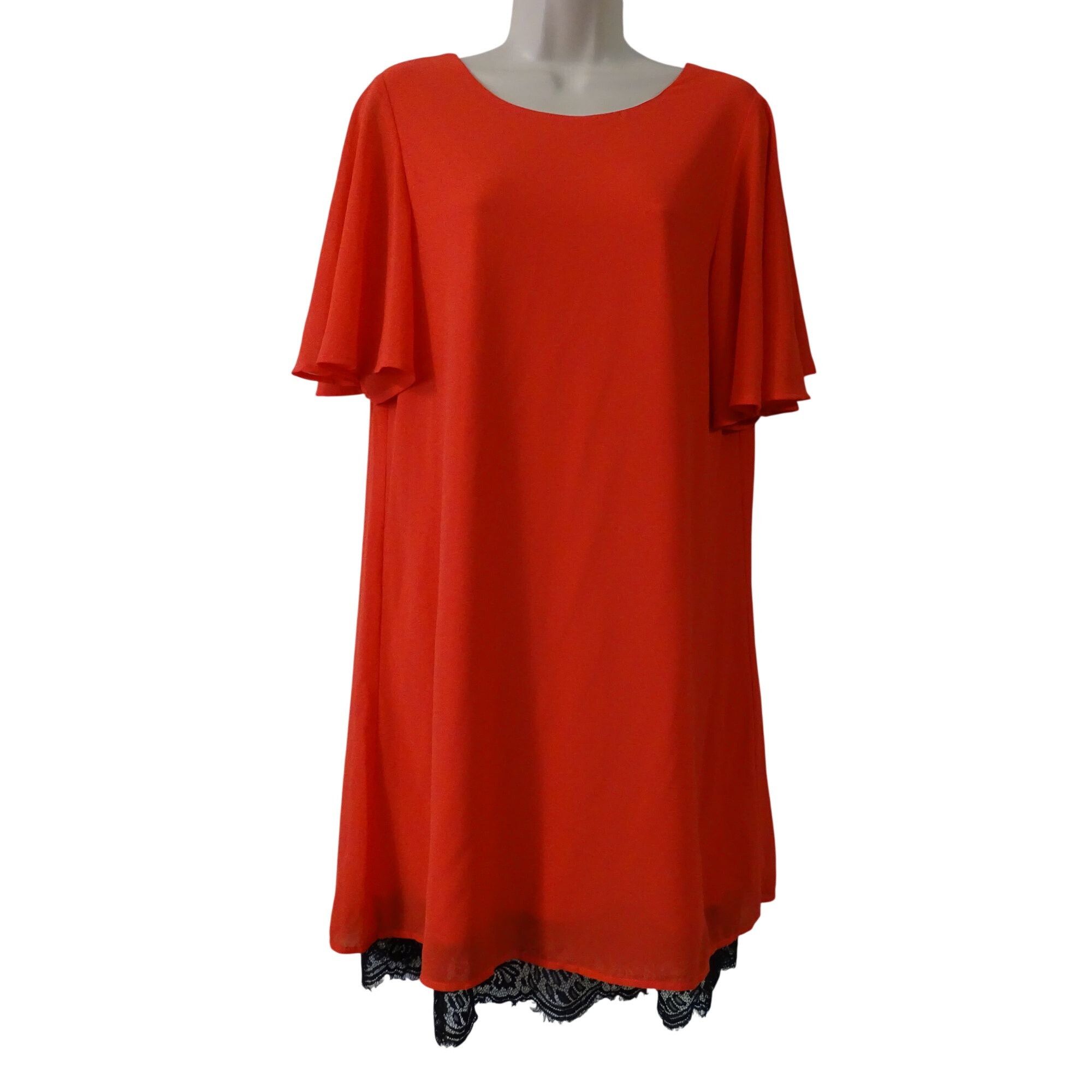 Other Ya Los Angeles Orange Flutter Sleeve Shift Dress Size L Size L / US 10 / IT 46 - 2 Thumbnail