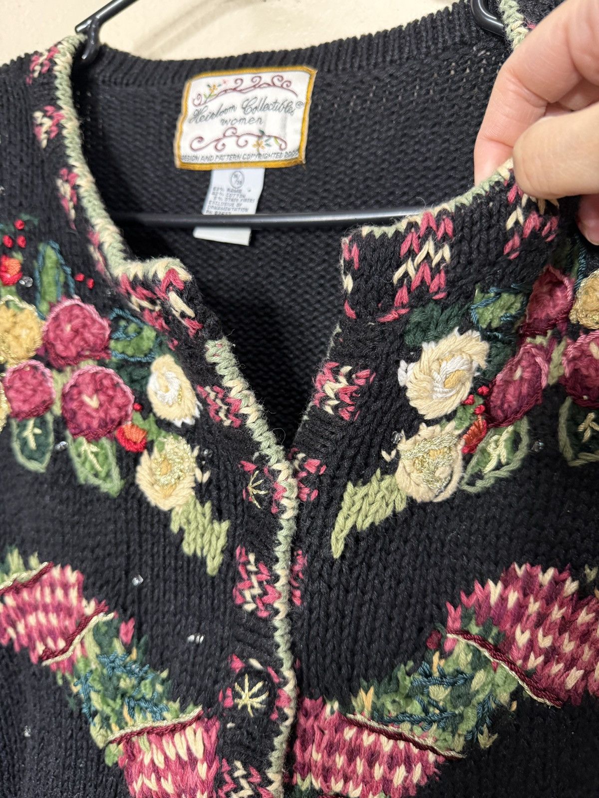 Other Heirloom Collectibles Black Christmas Cardigan Sweater 26/28 Size 3XL / US 20-22 - 3 Thumbnail