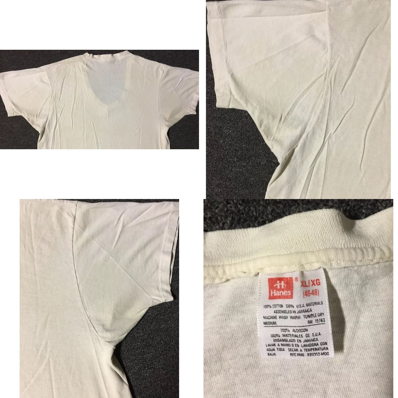 Hanes VINTAGE Hanes T-Shirt L White Distressed V-Neck 90s Grunge Punk Bike Surf Skate Mens Size US L / EU 52-54 / 3 - 9 Thumbnail