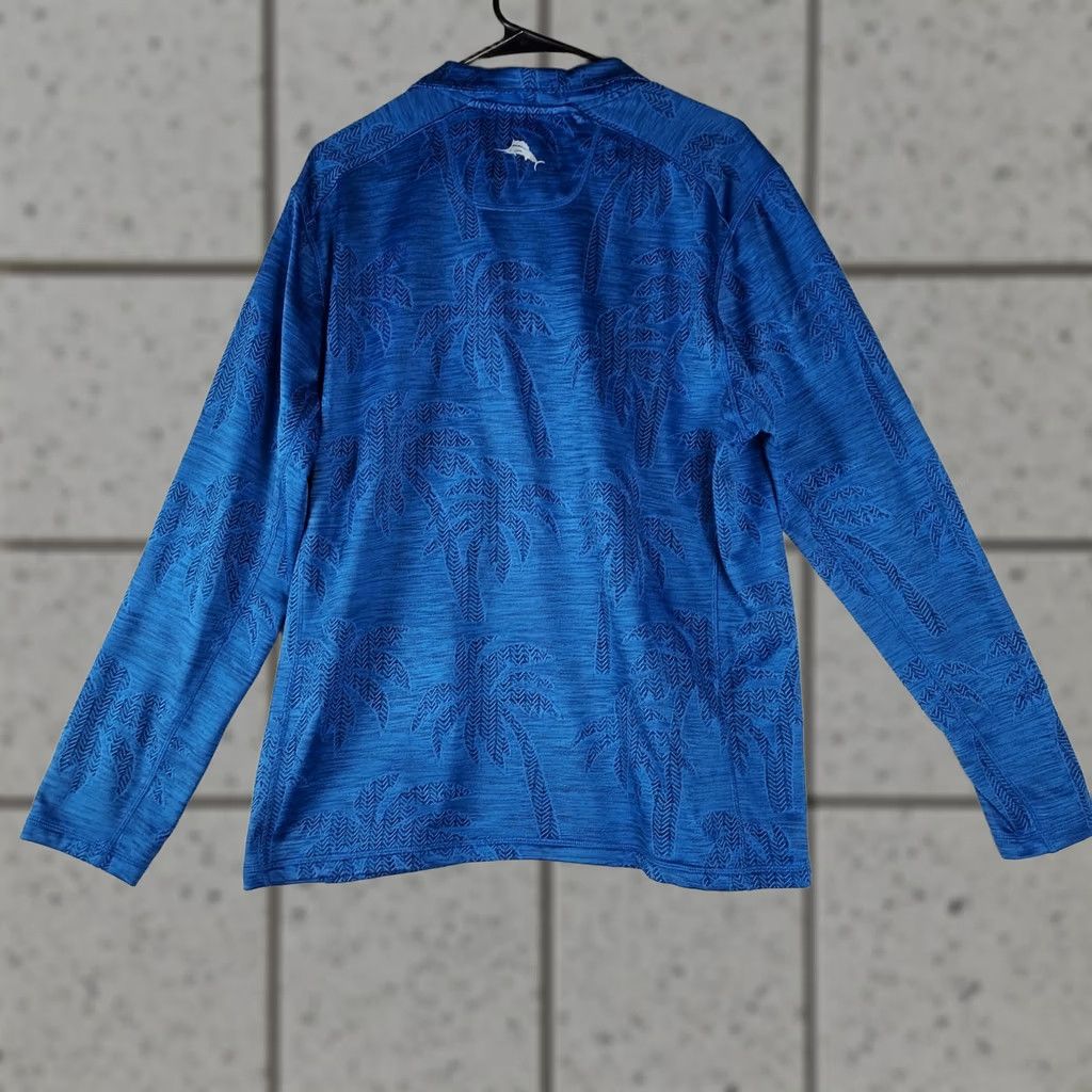 Tommy Bahama Tommy Bahama IslandZone L Blue Palm Tree Recycled Polyester 1/4 Zip Shirt Size US L / EU 52-54 / 3 - 1 Thumbnail