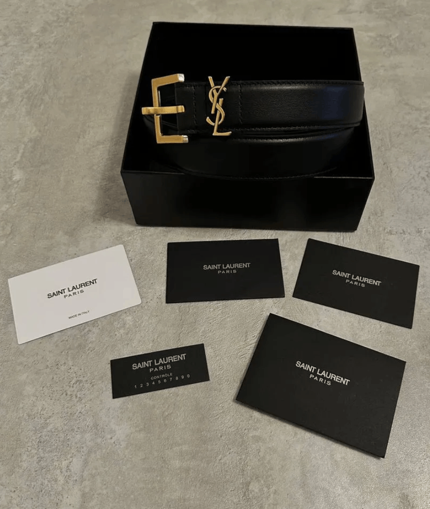 Yves Saint Laurent Saint Laurent Monogram square buckle belt black Size ONE SIZE - 1 Thumbnail