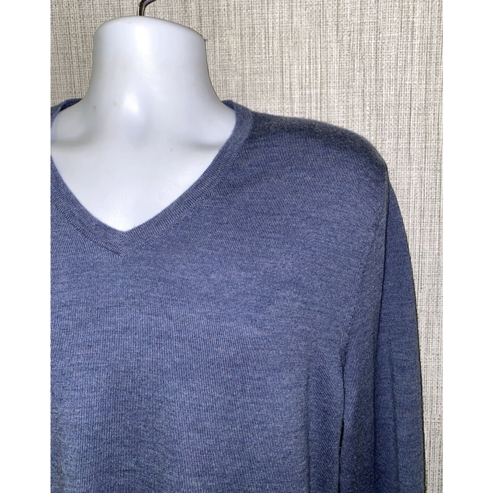 Brooks Brothers BROOKS BROTHERS Sweater V-Neck Wool Merino Blue Mens Large L Size US L / EU 52-54 / 3 - 2 Thumbnail