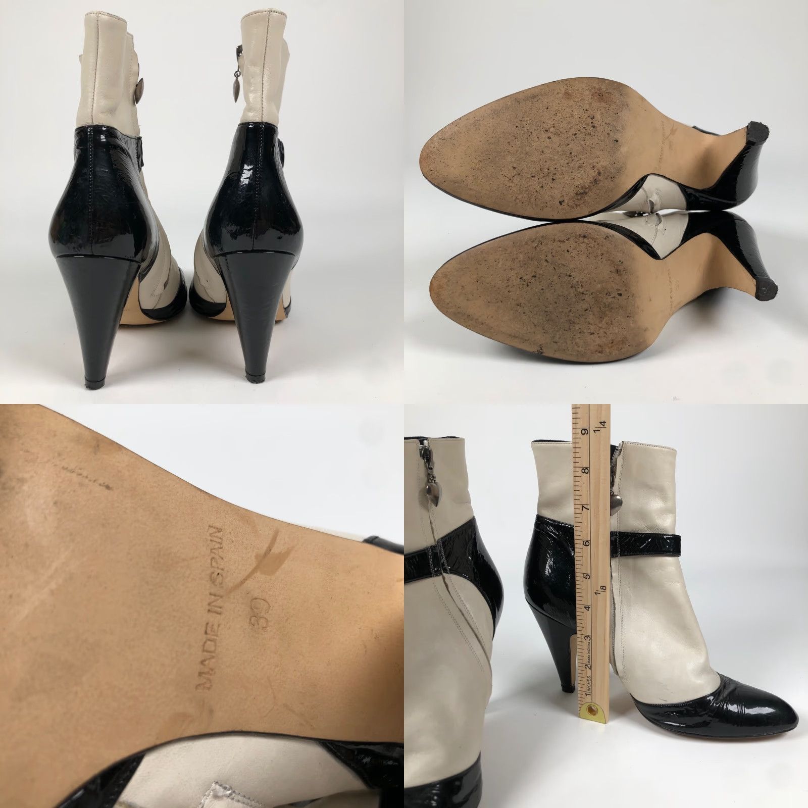 Vintage Allanah Hill Boots Womens Size 8.5 US 39 Black Leather Side Zip Ankle Heel Stiletto Pointed Toe Casual Formal City Baroque 90s? Size US 9 / IT 39 - 8 Thumbnail