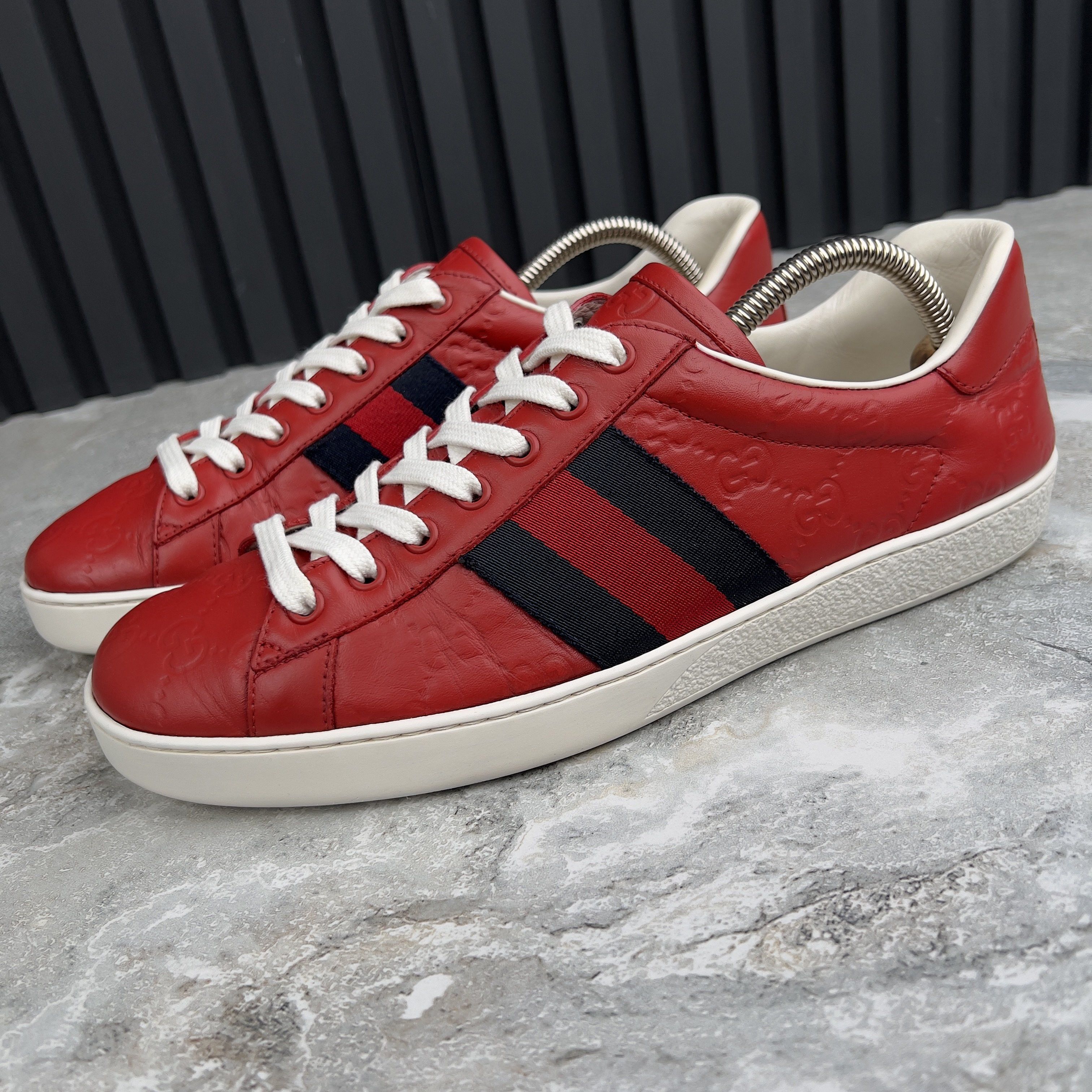 Gucci Gucci Ace Web GG Monogram Low Top Sneakers Leather Size US 8 / EU 41 - 1 Thumbnail