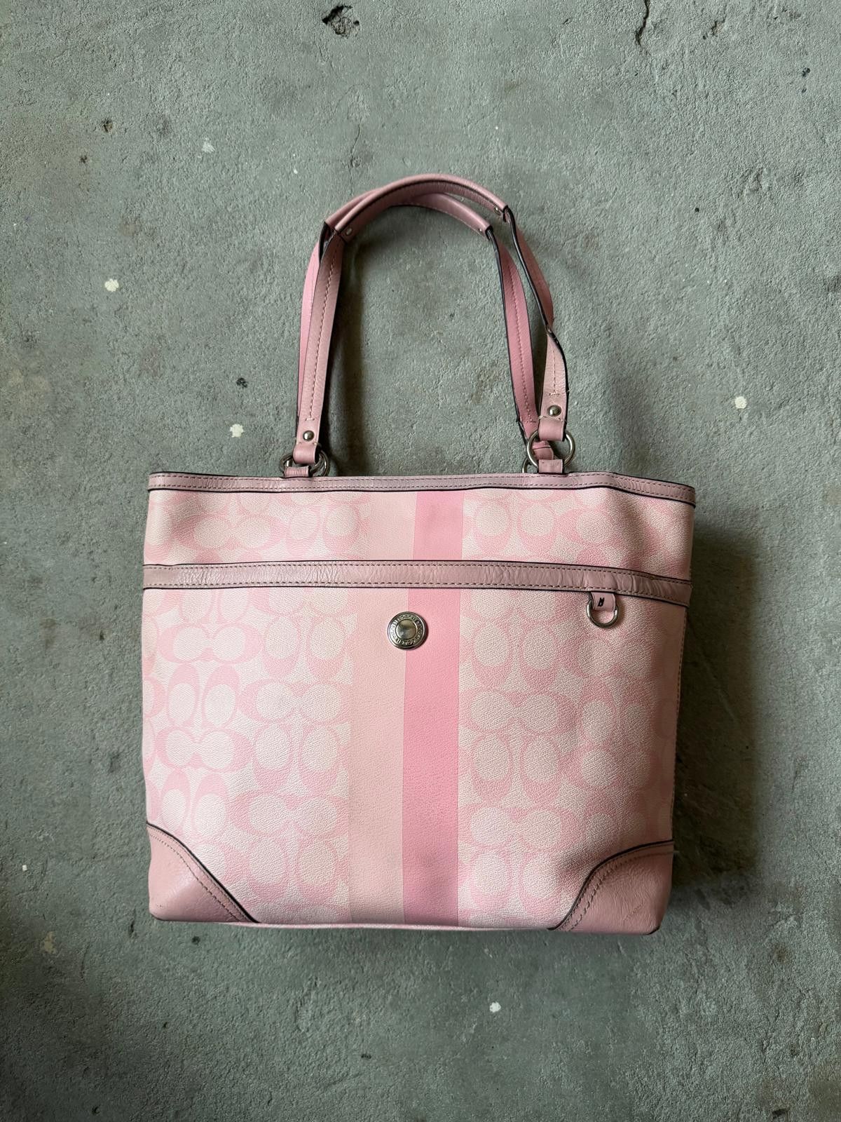 Coach Coach Signature Heritage Stripe Tote Bag Pink Size ONE SIZE - 1 Thumbnail