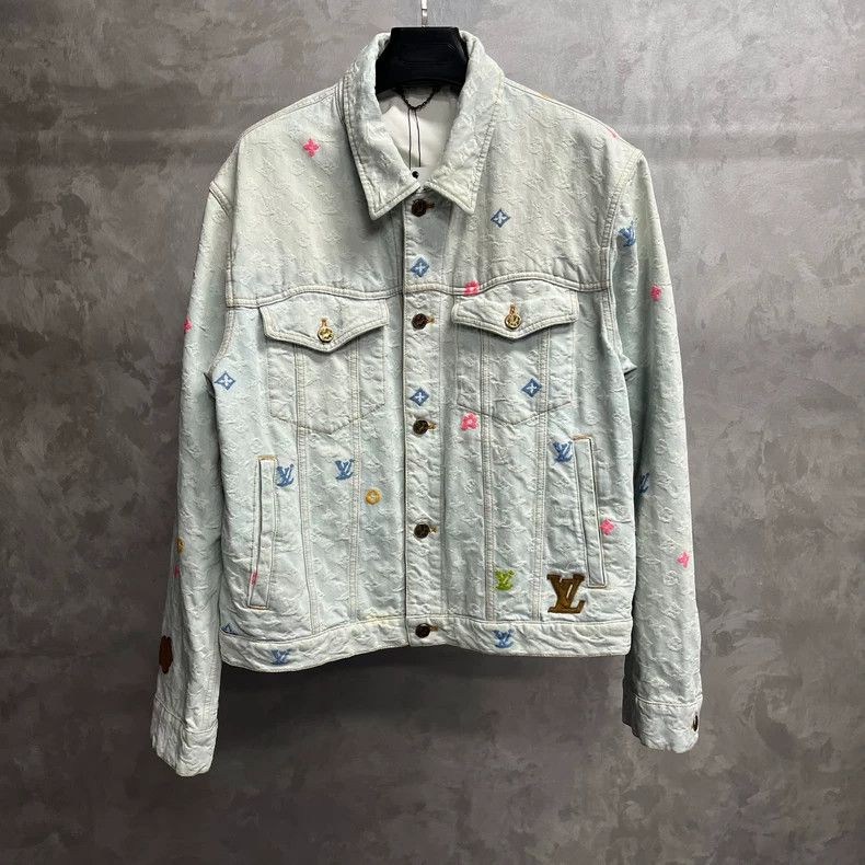 louis vuitton Blue Tyler full logo denim jacket 2502-Nextar