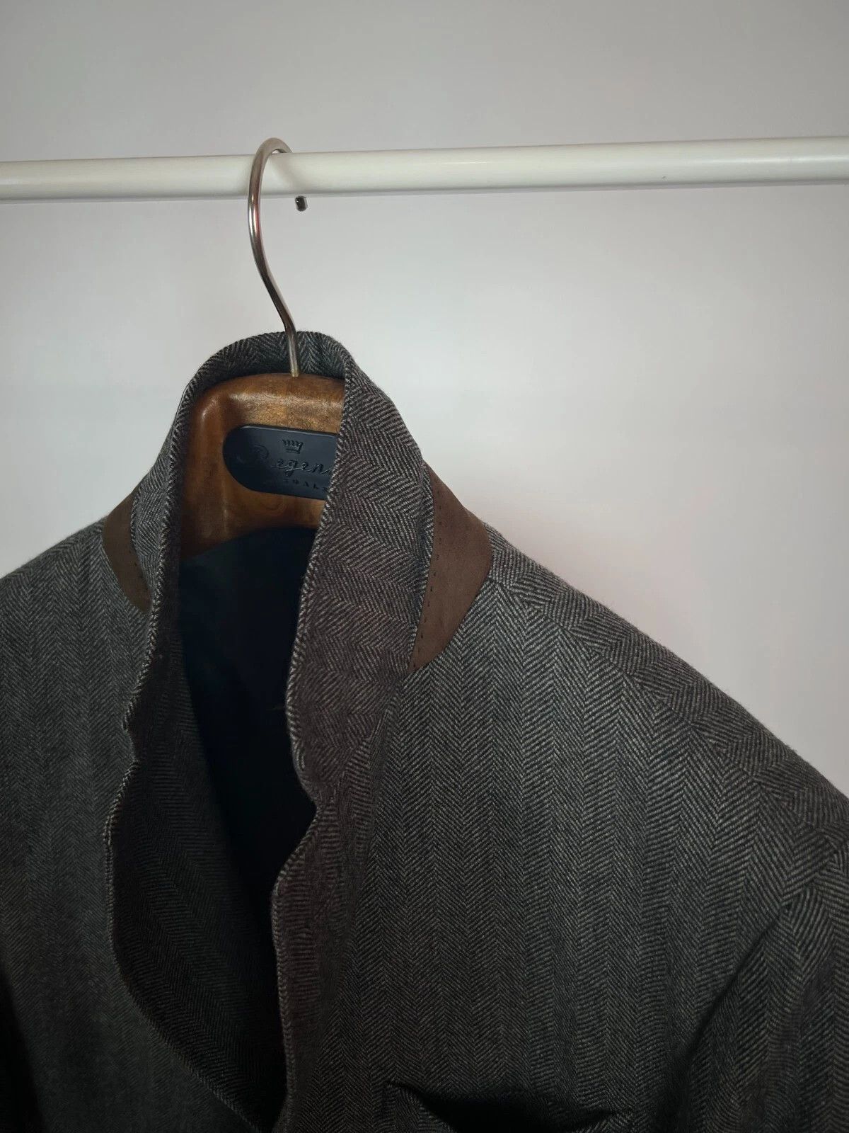Massimo Dutti Massimo Dutti Grey Herringbone Wool Elbow Patches Blazer Size 40R - 11 Thumbnail