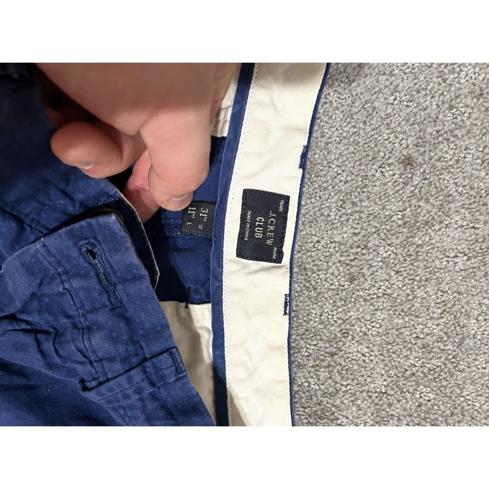 J.Crew J.CREW Chino Shorts Mens 31 Cotton Blue Club Short 11” Length Regular Inseam 11 in Front Flat Front Zip Pocket Mens Everyday Casual Travel Size US 31 - 3 Thumbnail