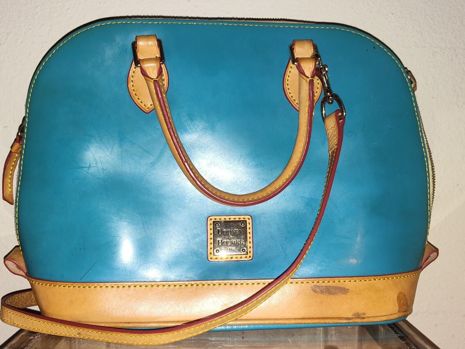Dooney & Bourke Dooney and Bourke Darcy Turquoise Patent Leather Satchel Size ONE SIZE - 1 Thumbnail
