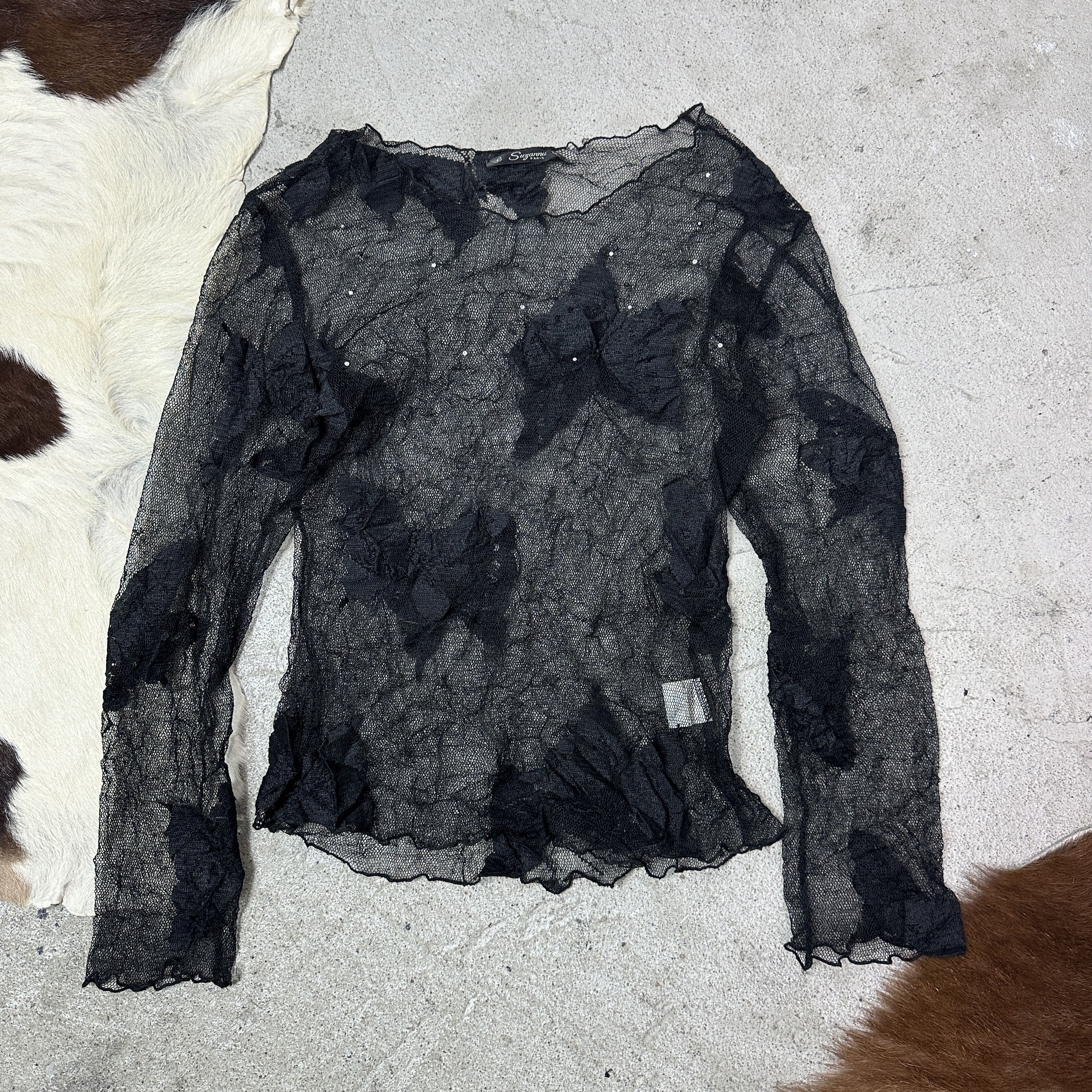 Vintage Vintage Avant Garde Sheer Butterflies Meshtop Y2K Size M / US 6-8 / IT 42-44 - 2 Thumbnail
