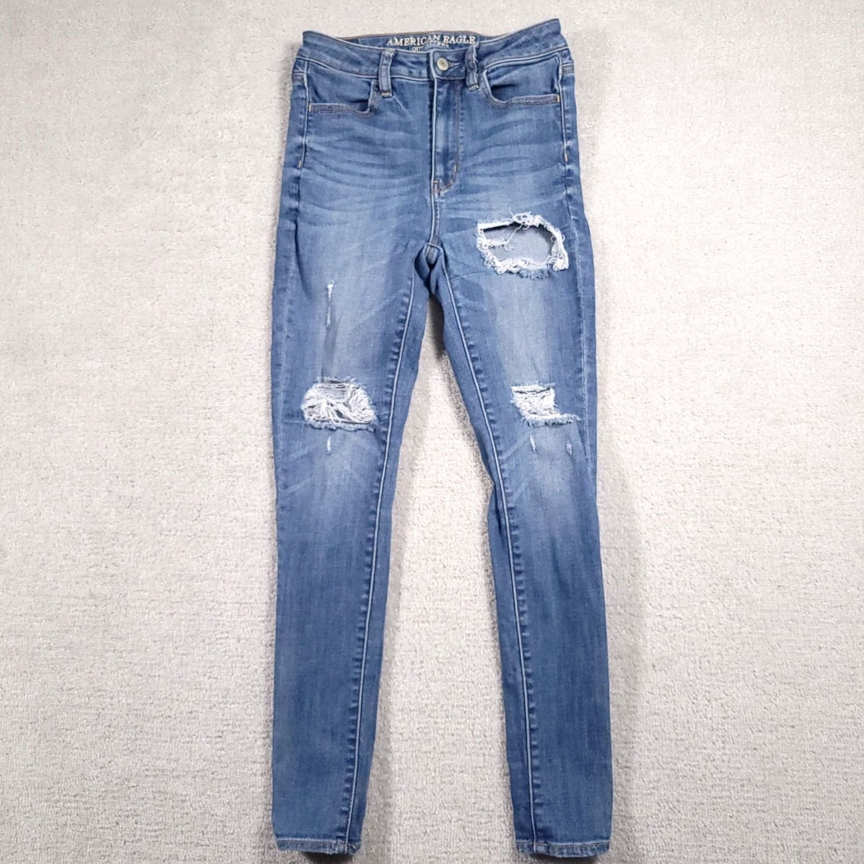 American Eagle Outfitters VINTAGE American Eagle Jeans Skinny Jegging Womens 2 Reg Medium Wash Distressed 4 Regular Boys Girls Mens Womens Size 26" / US 2 / IT 38 - 2 Thumbnail