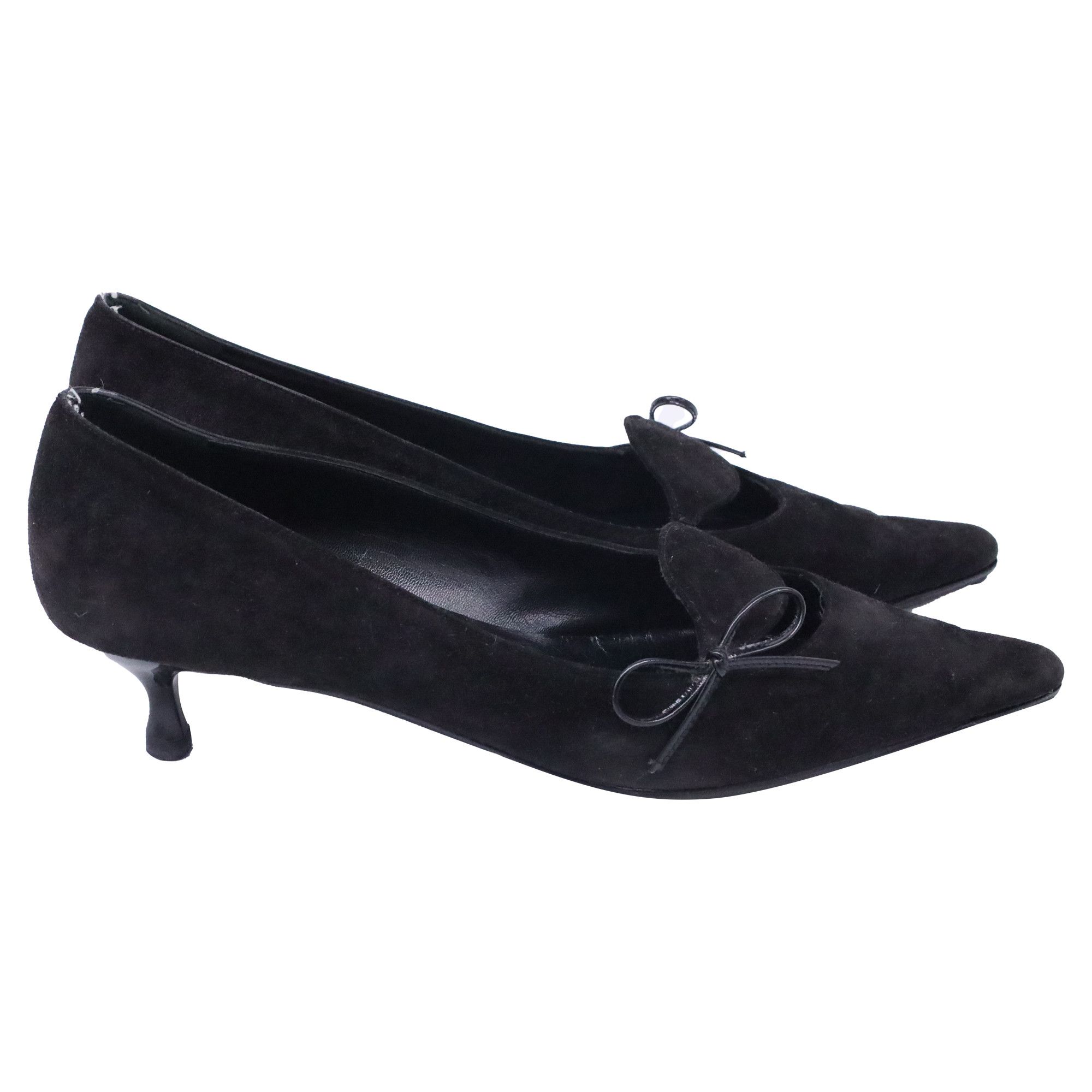 Salvatore Ferragamo Salvatore Ferragamo Bow Cutout Detail Pumps in Black Suede Size US 11.5 / IT 41.5 - 1 Thumbnail