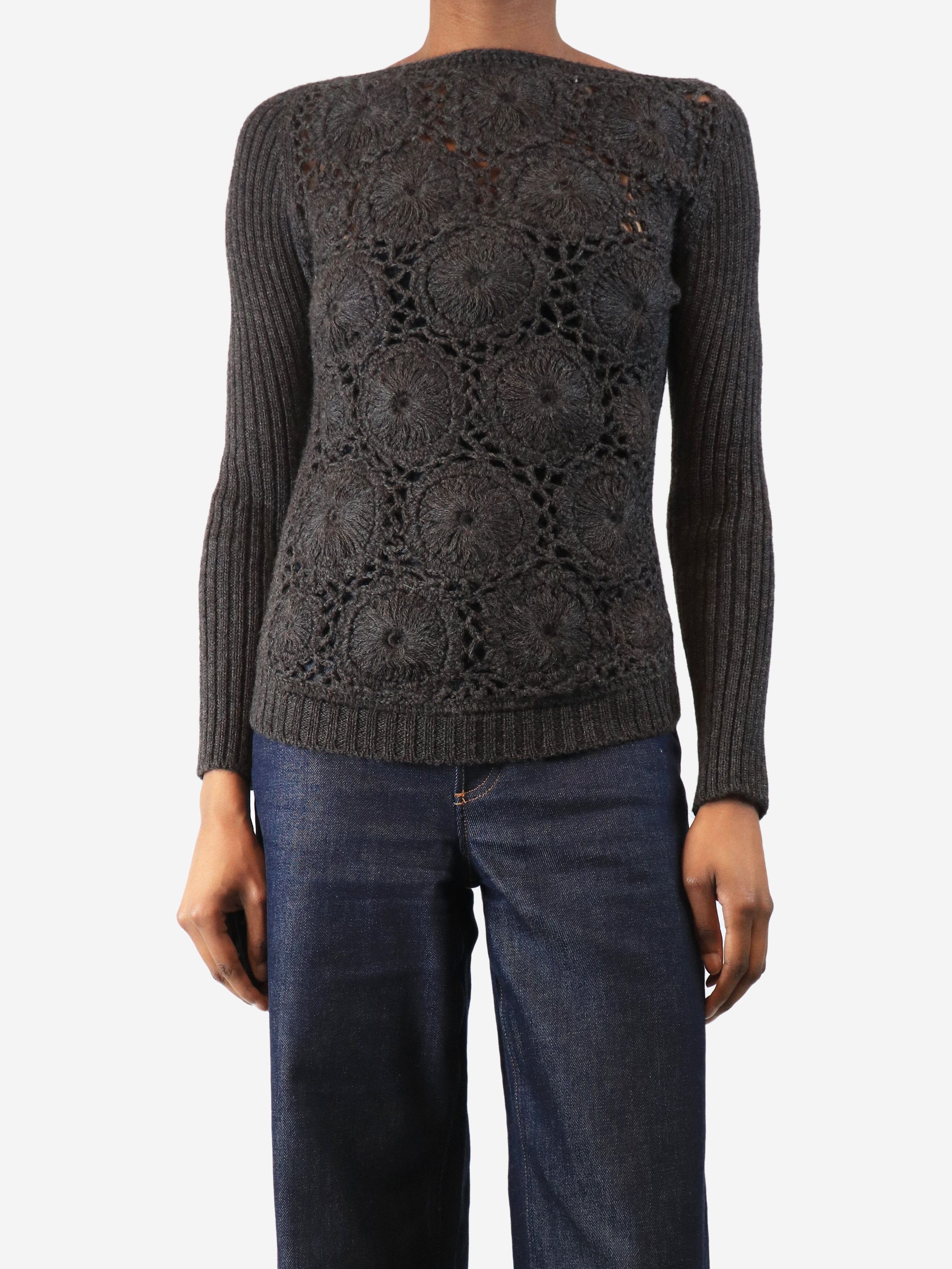 Prada Charcoal crochet knit sweater - UK 8 Size S / US 4 / IT 40 - 1 Thumbnail