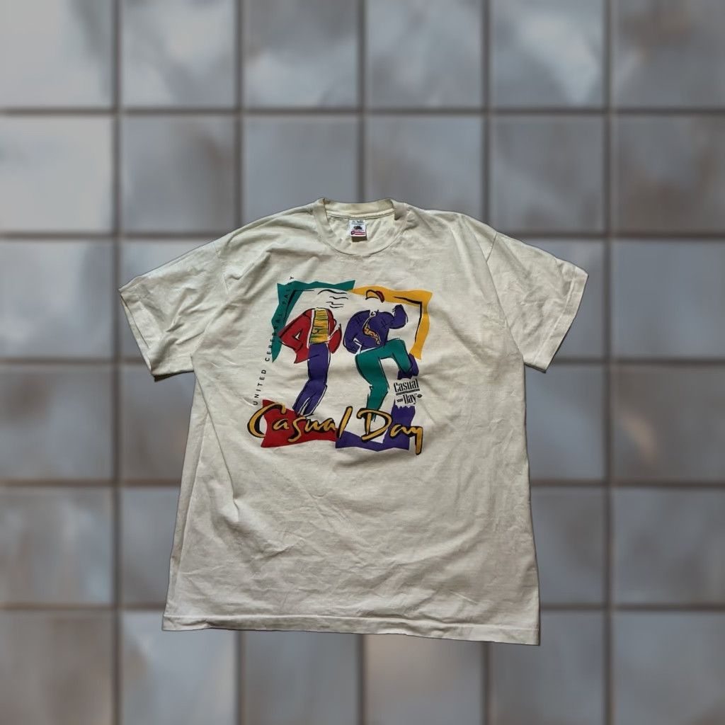 Fruit Of The Loom VINTAGE 90s Fruit Of The Loom Levis Casual Day United Cerebral Palsy Graphic T-Shirt XL White Mens Size US XL / EU 56 / 4 - 1 Thumbnail