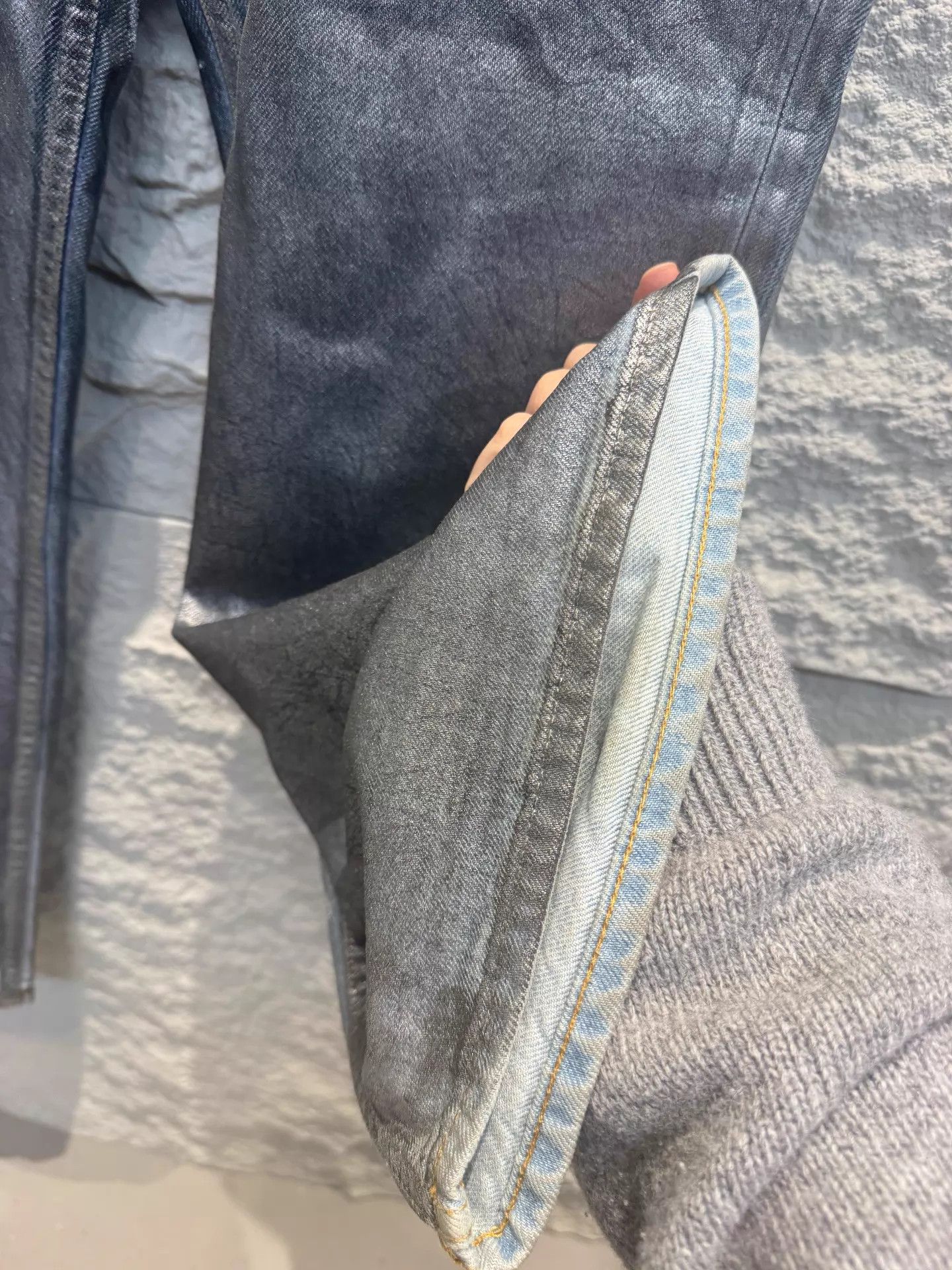Acne Studios Acne SS24 Super Baggy Silver Blue Men's Dirty Splatter Jeans Size US 32 / EU 48 - 3 Thumbnail